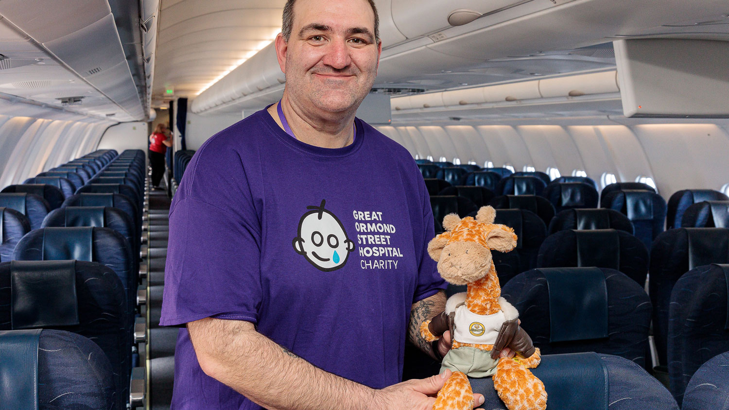 Louise's dad Ian Conway on board Flight Giraffe291 to raise money for Great Ormond Street Hospital in memory of his daughter CREDIT RAF