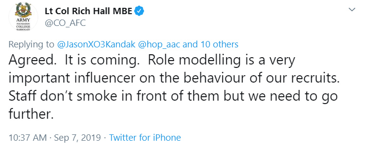 Lt Col Richard Hall MBE tweet 070919 CREDIT Twitter