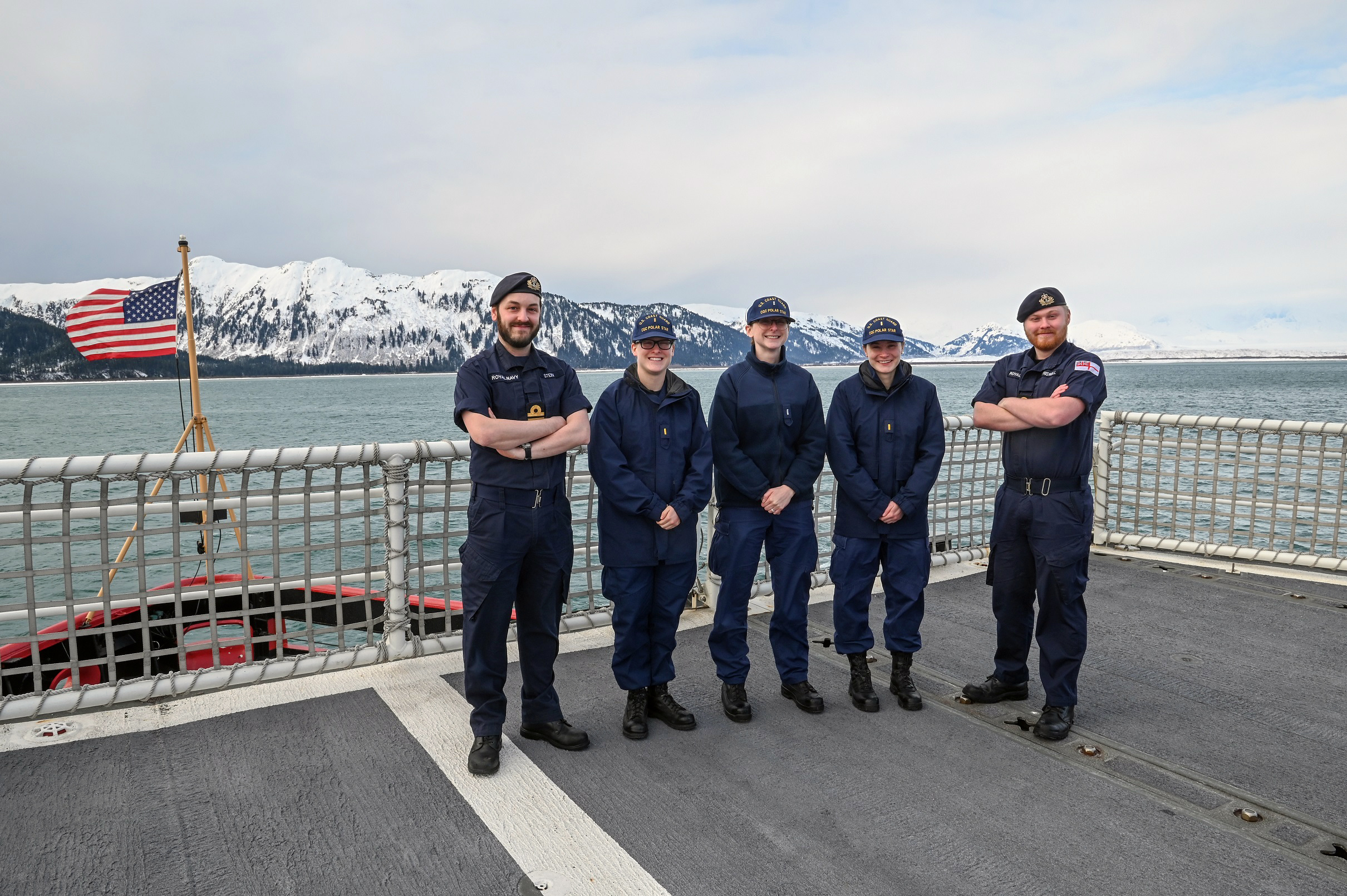 Cover image: Lt Stein (far left) and Lt Friswell (far right) on board the US Coast Guard's Polar Star (Picture: Royal Navy).