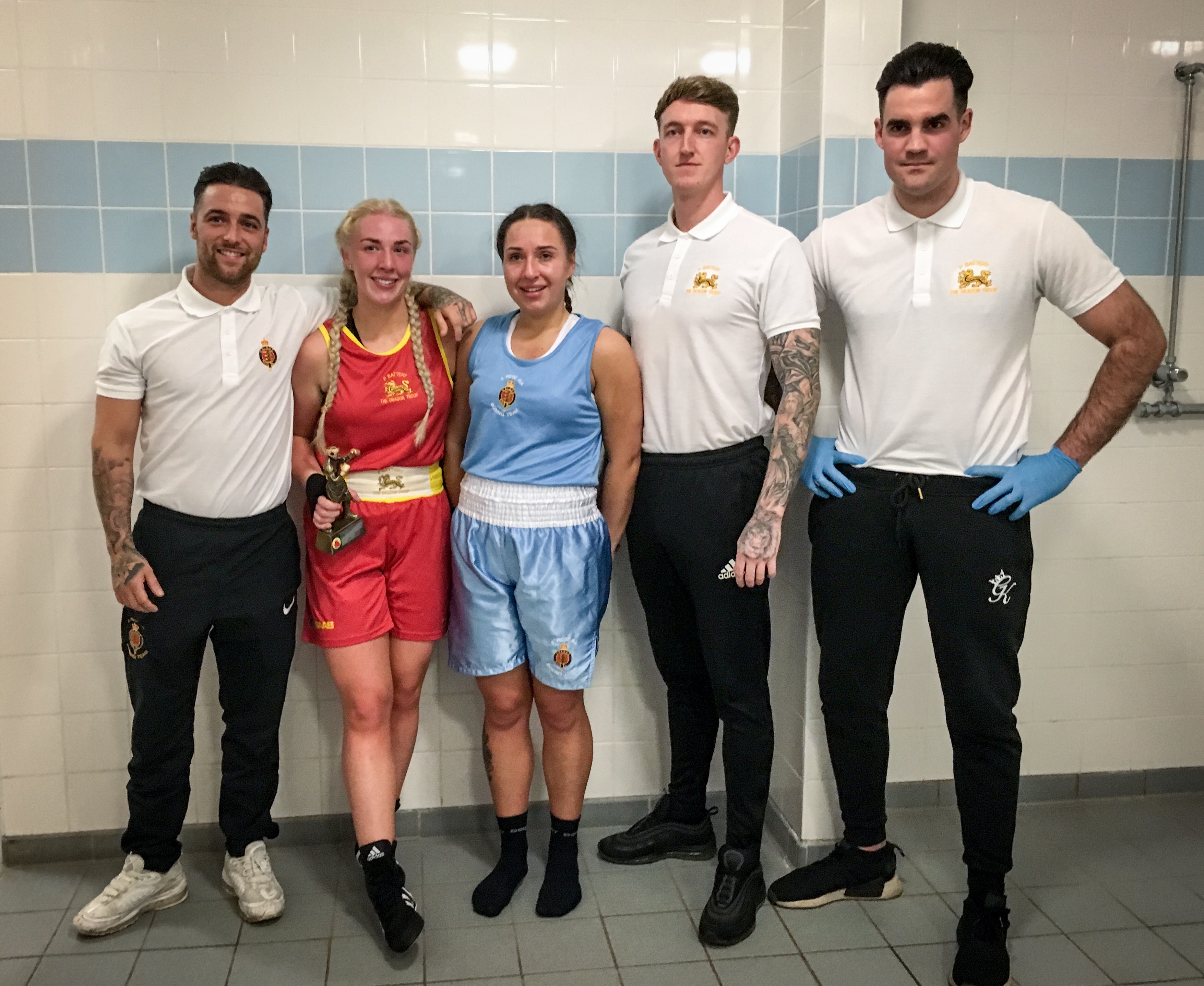 5 Regt RA boxing, Gnr Fernyhough with Pte Mills, Catterick - BFBS 