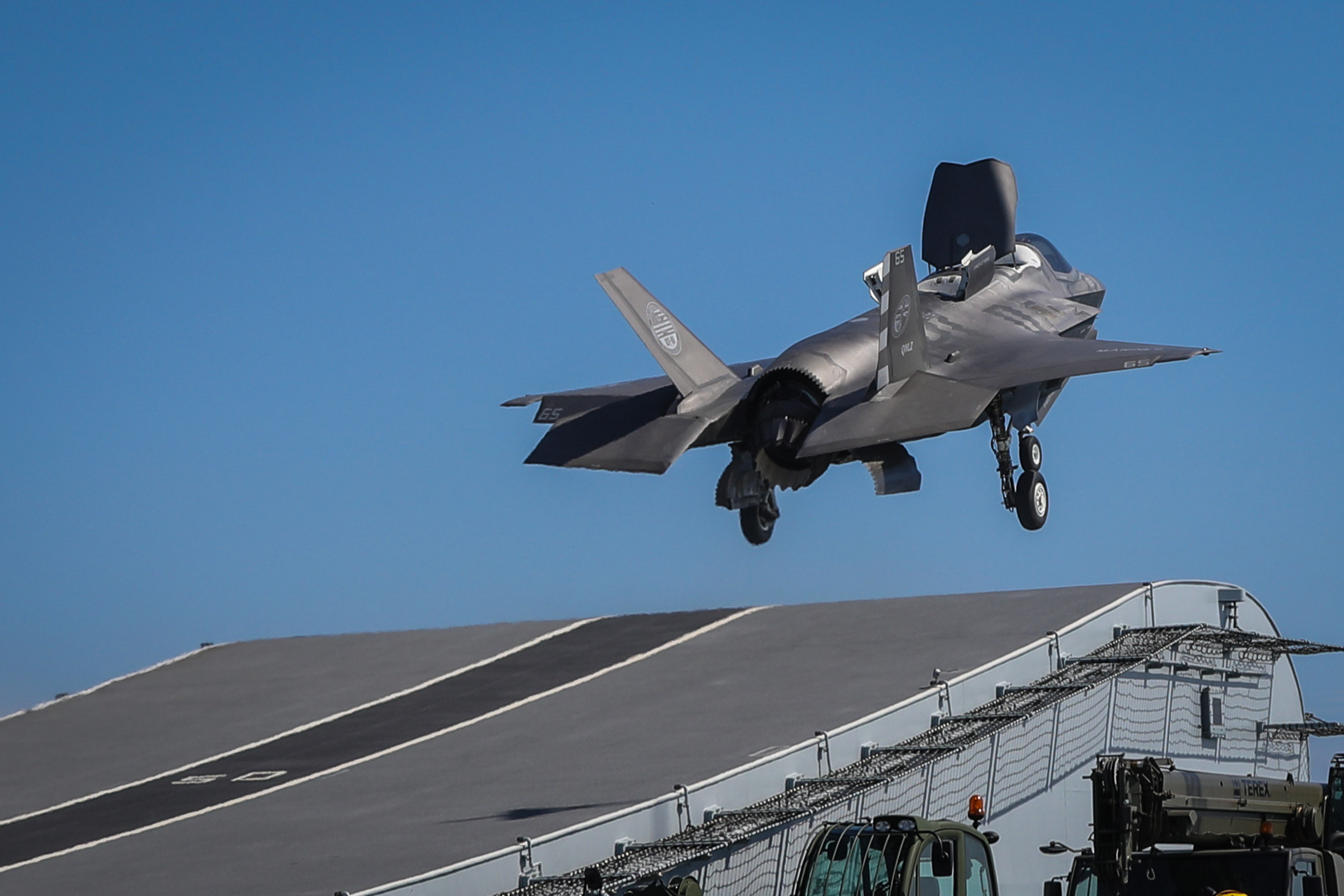 The aircraft carrier has been conducting flight trials with the F-35B off the coast of the US (Picture: MOD).