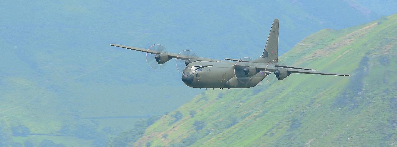 A Hercules transport aircraft in the Mach Loop (Picture: JumpStory).
