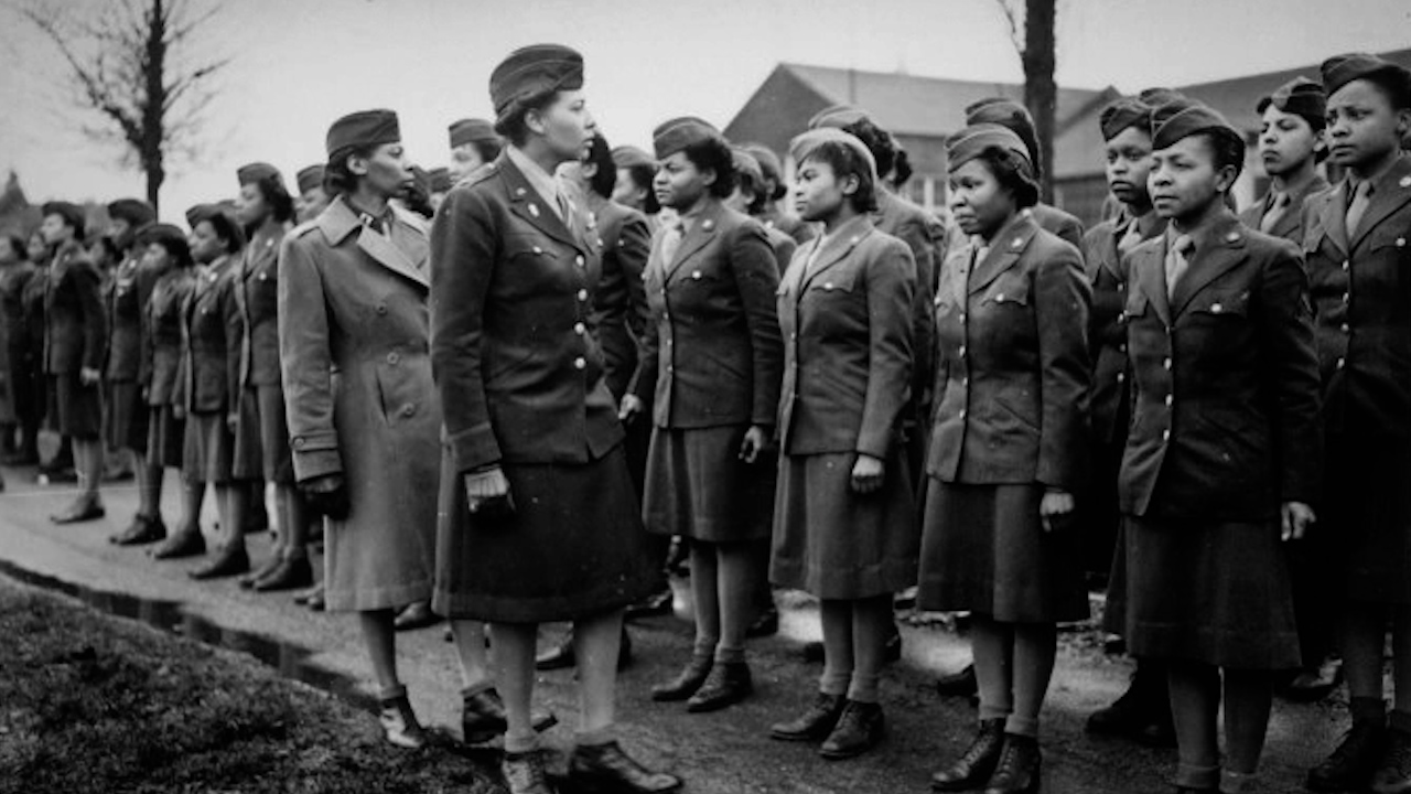 Lt Col. (then Major) Charity E. Adams and Captain Abbie N. Campbell inspecting the first contingent of Black members of the Women’s Army Corps – the 6888 the Central Postal Directory Battalion – somewhere in England (Picture: US Army)