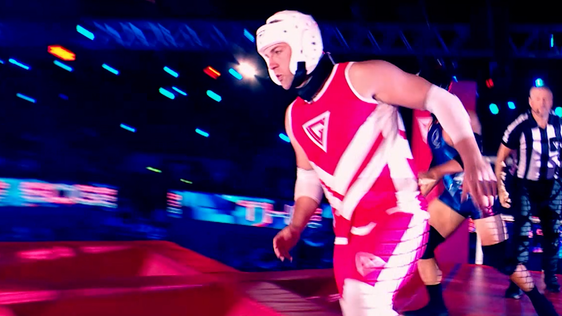 Major Finlay Anderson taking on the Gladiators (Picture: BBC Hungry Bear).