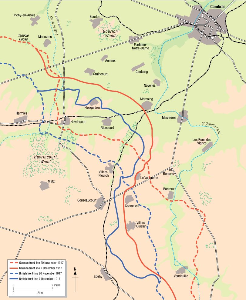 Map of the Battle of Cambrai in 1917
