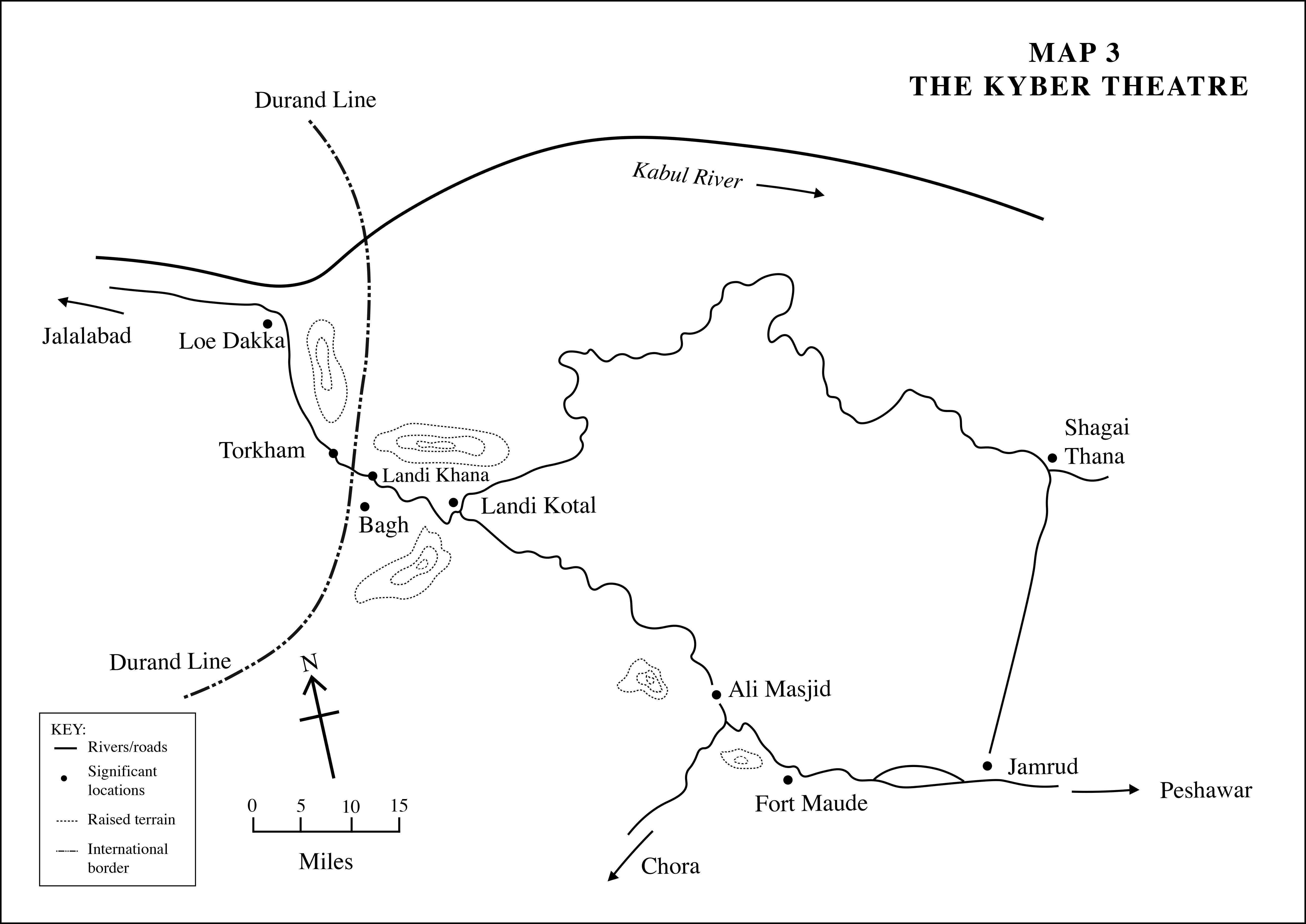 Map of the Khyber Pass Theatre of Operations during the Third Afghan War