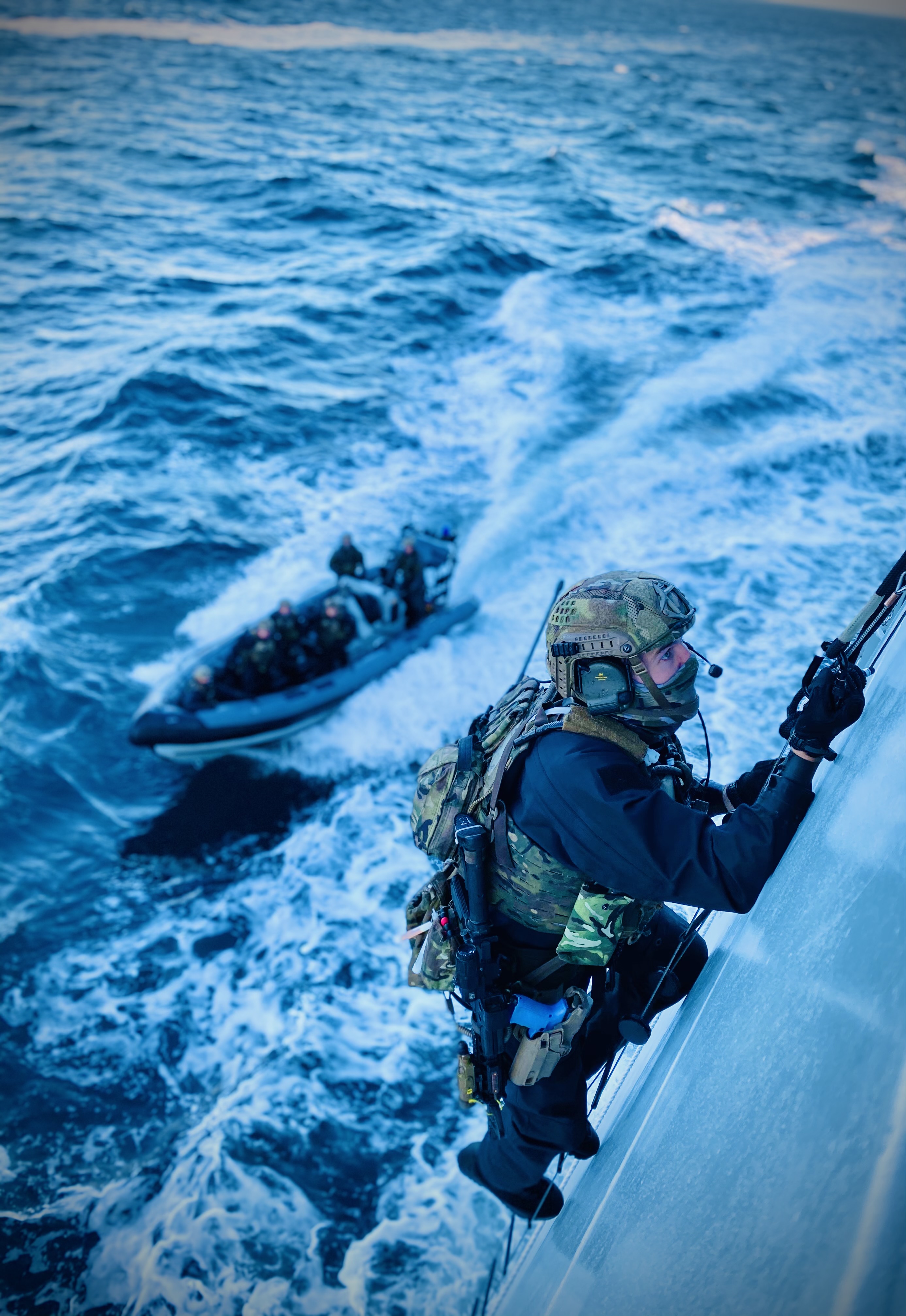 A marine conducts a high vertical access during the exercise.