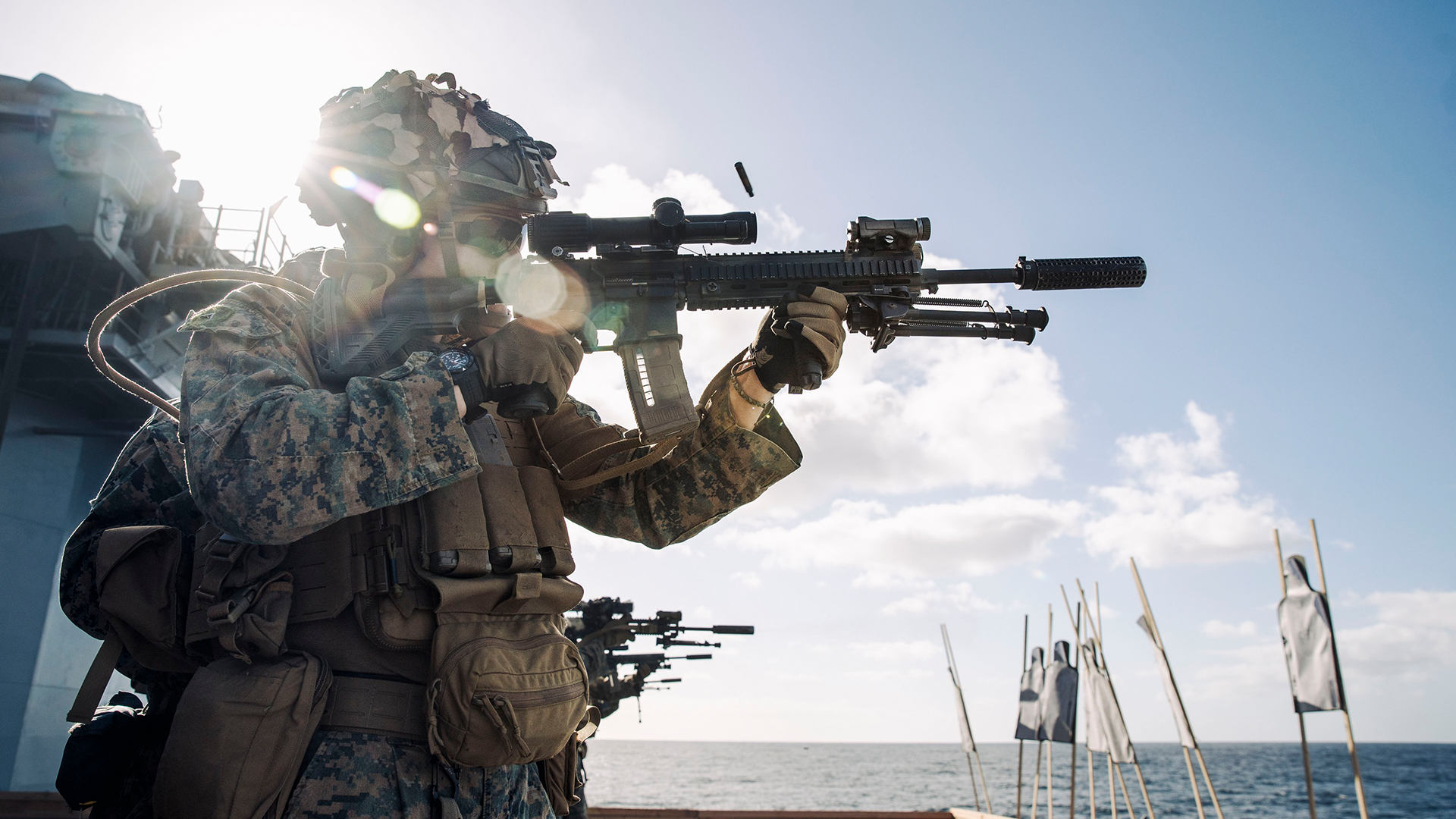How it should be done: US Marines take aim with their M27 assault rifles (Picture US Marine Corps)