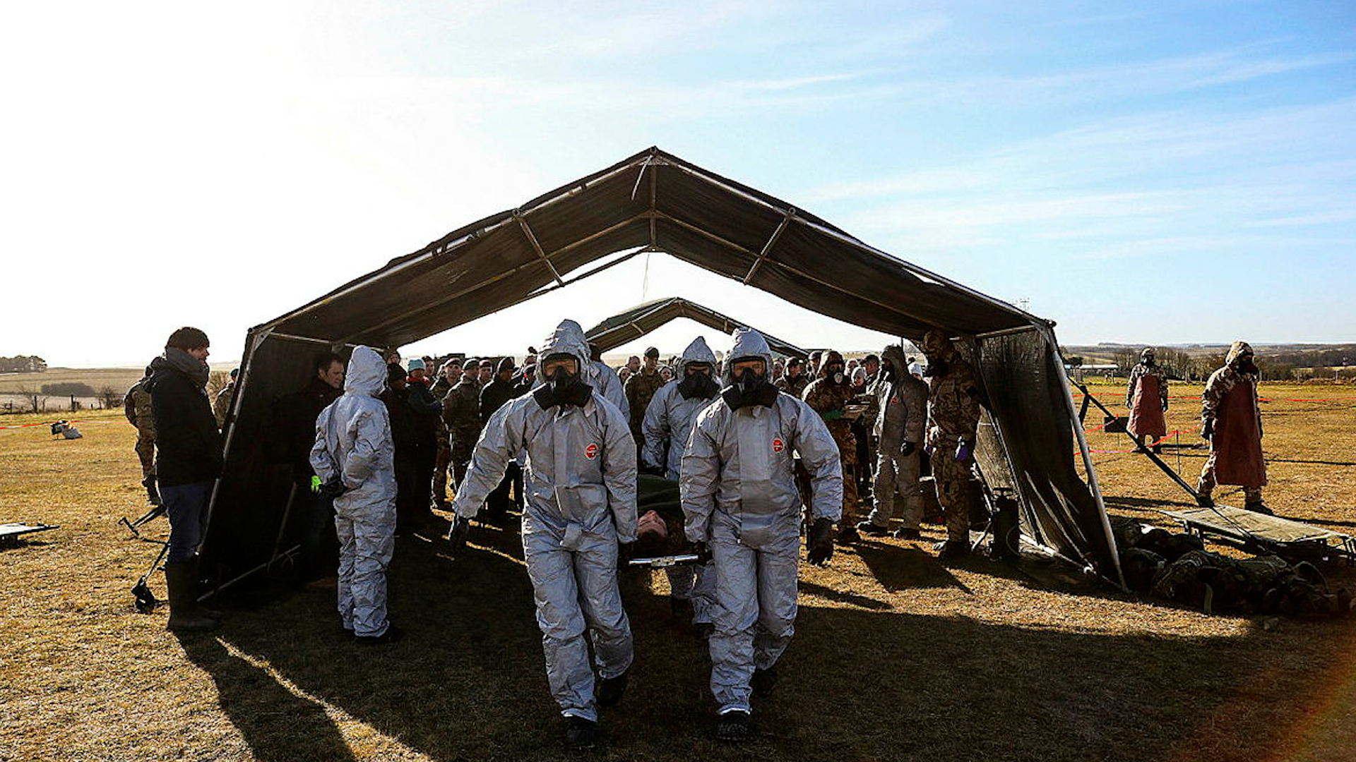 Marines from 40 Commando's Bravo Company and experts from the Defence Science and Technology Laboratory on Exercise Toxic Dagger – the UK's largest exercise focused on chemical, biological, radiological and nuclear warfare (Picture: MOD)