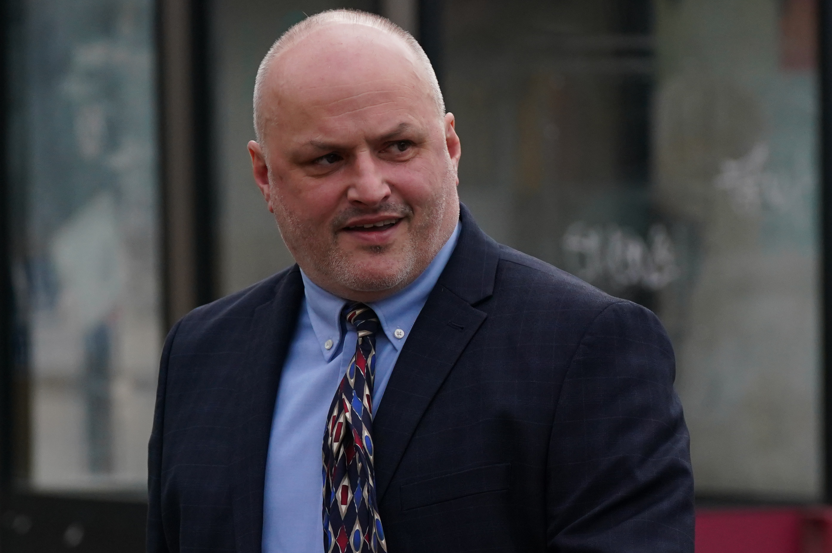 Mark Bagguley arriving at court to be sentenced after pleading guilty to endangering Hurricane aircraft from RAF Battle of Britain Memorial flight