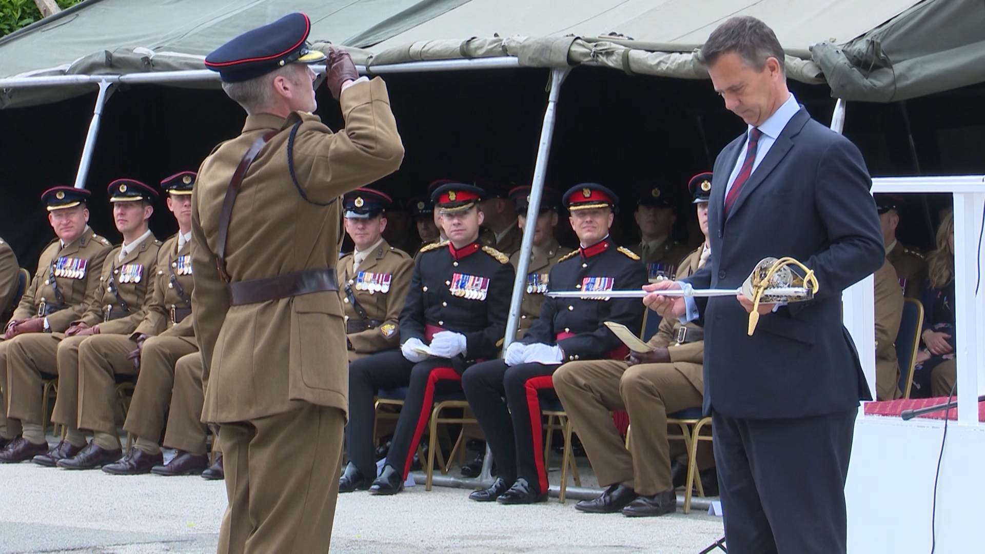 Mark Lancaster during a military ceremony in June.