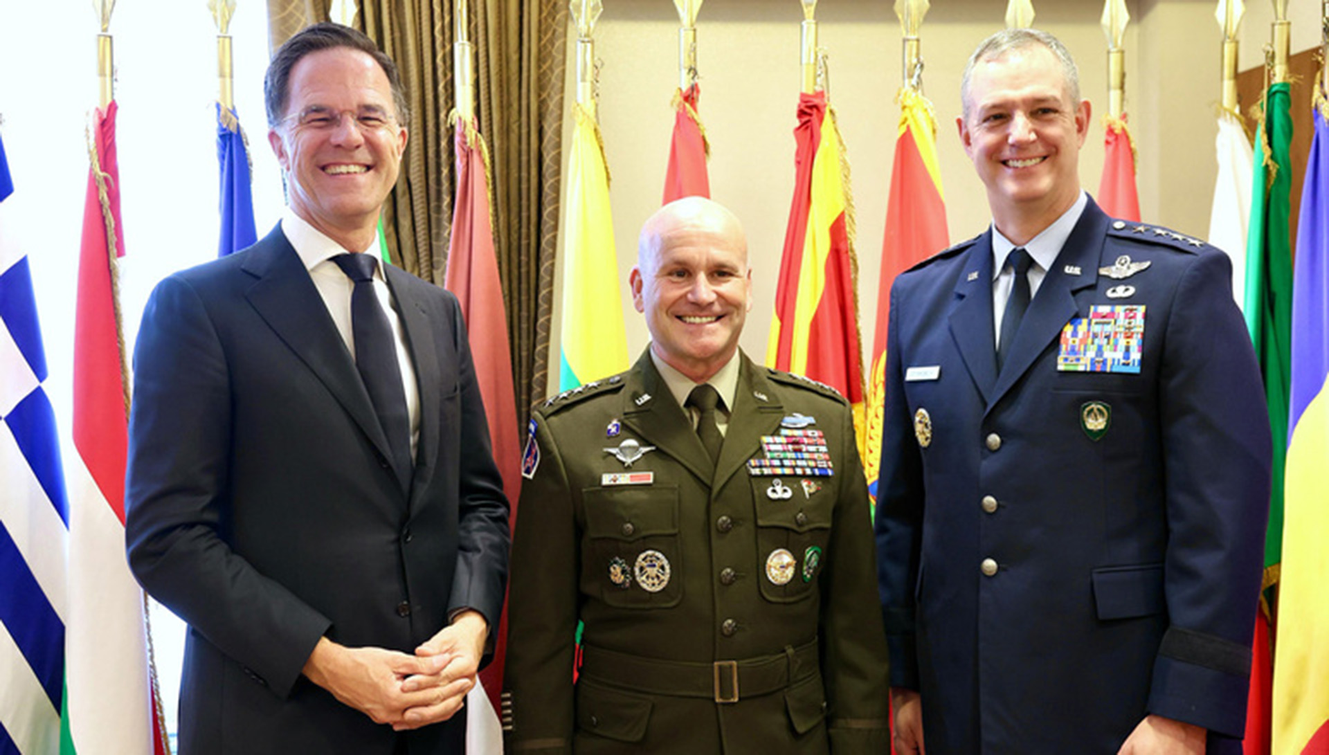 Mark Rutte flanked by the US Army’s General Cavoli and the USAF's General Grynkewich in Mons, Belgiumn M (Picture: Nato)
