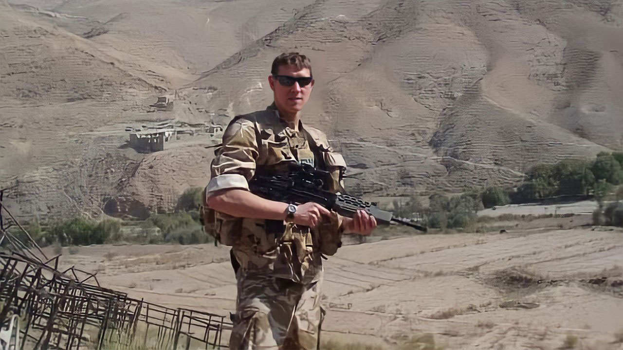The Apprentice's Mark Moseley in Afghanistan while serving with the British Army CREDIT Mark Moseley