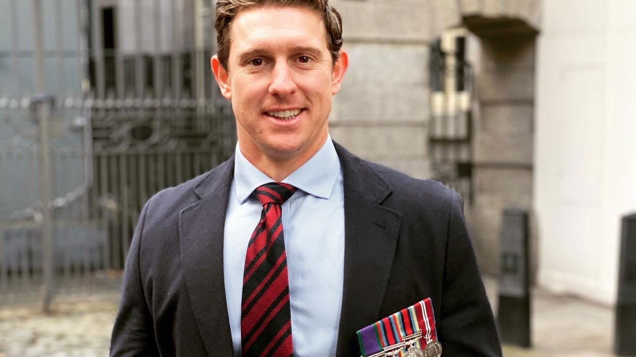 British Army veteran turned Pest Gone founder and Director Mark Moseley wearing his medals CREDIT Mark Moseley