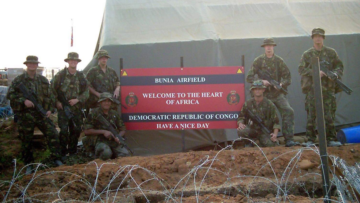 Mark Moseley with his former colleagues in the Democratic Republic of the Congo CREDIT Mark Moseley