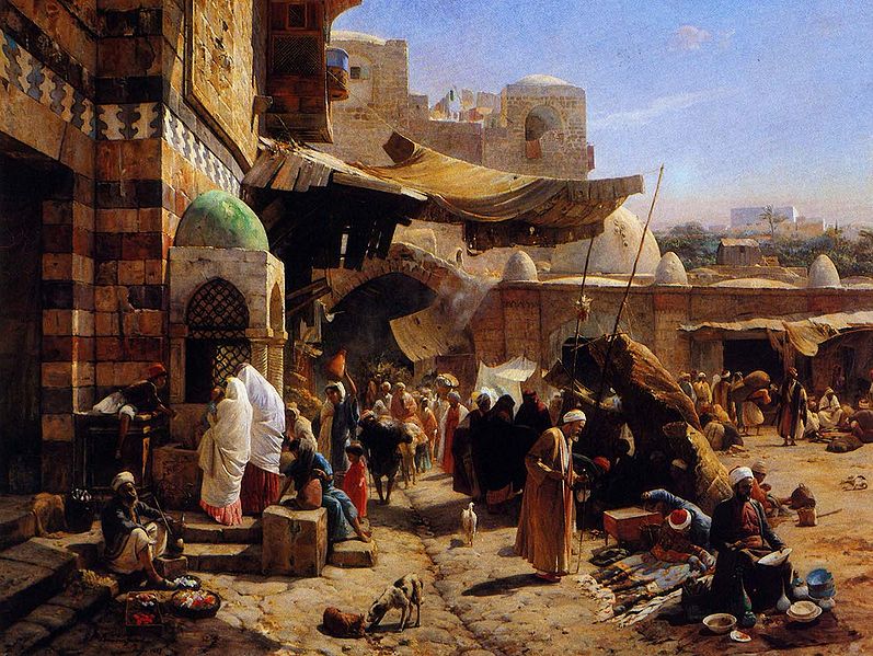 Market at Jaffa, 1877 by Gustav Bauernfeind photo by Marterpfahl Verlag