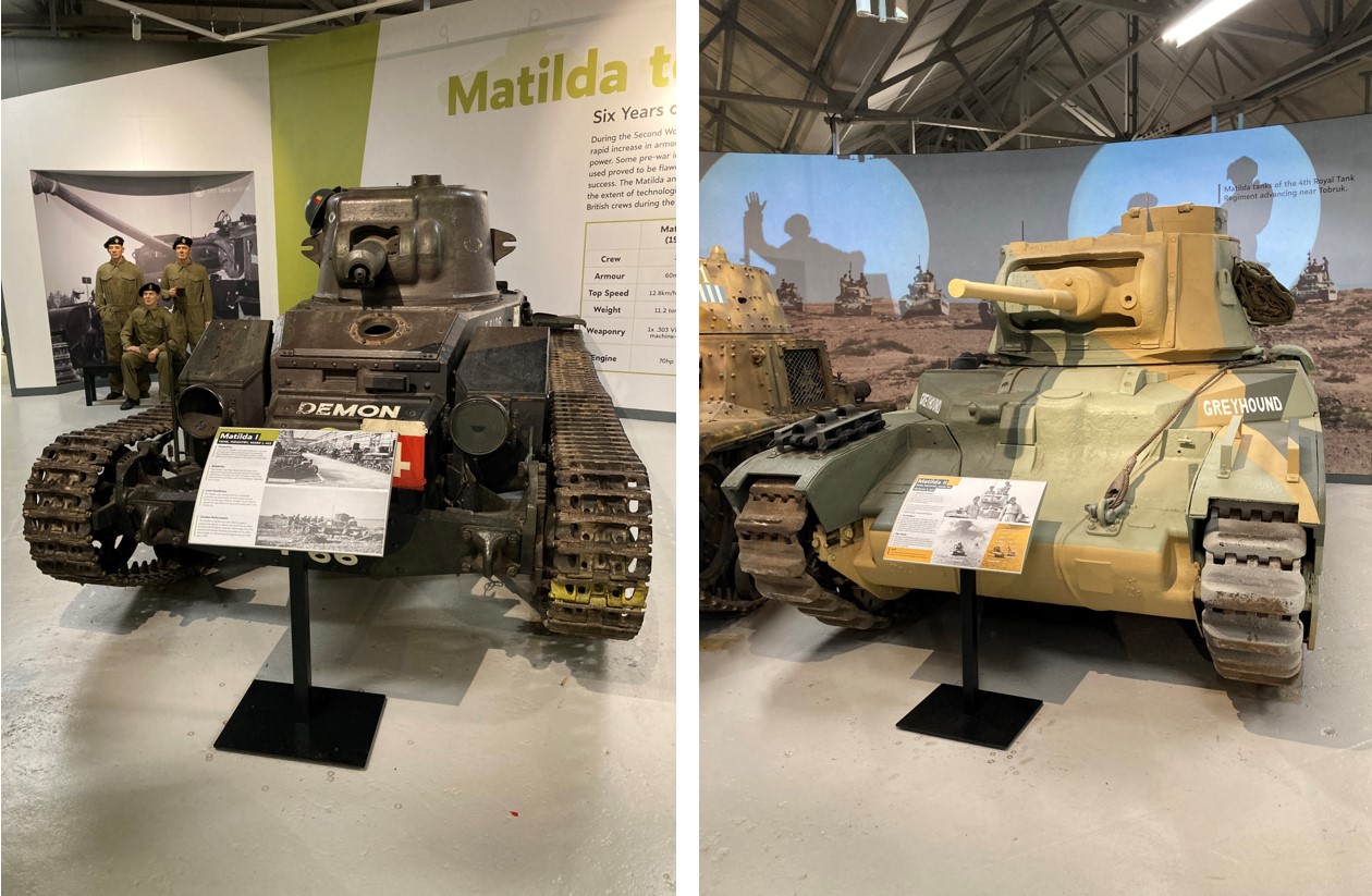 Matilda Mk I and II tanks at Tank Museum in Bovington