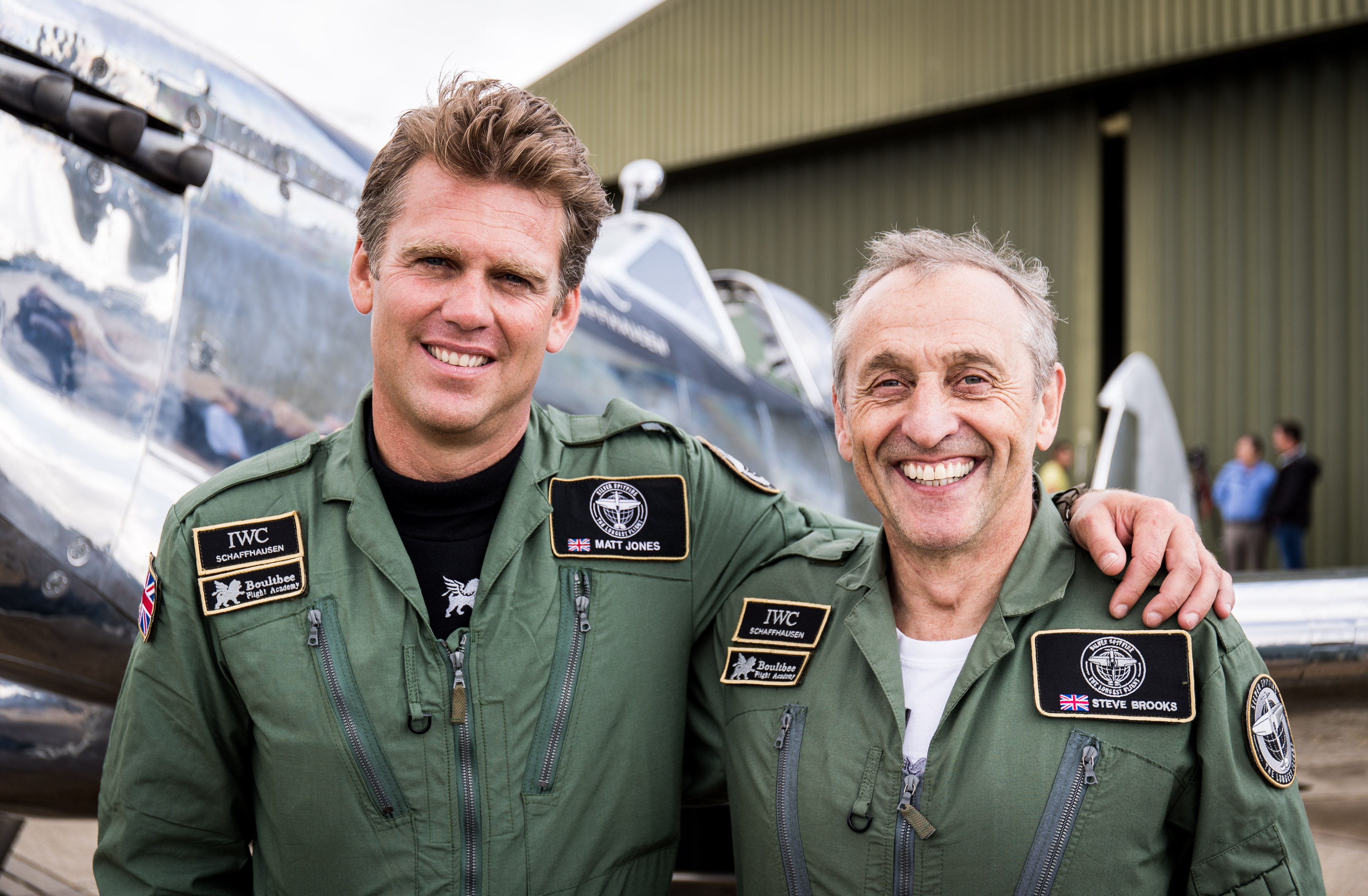 Matt Jones left and Steve Brooks right stand in front of their Silver Spitfire 050819 CREDIT MOD