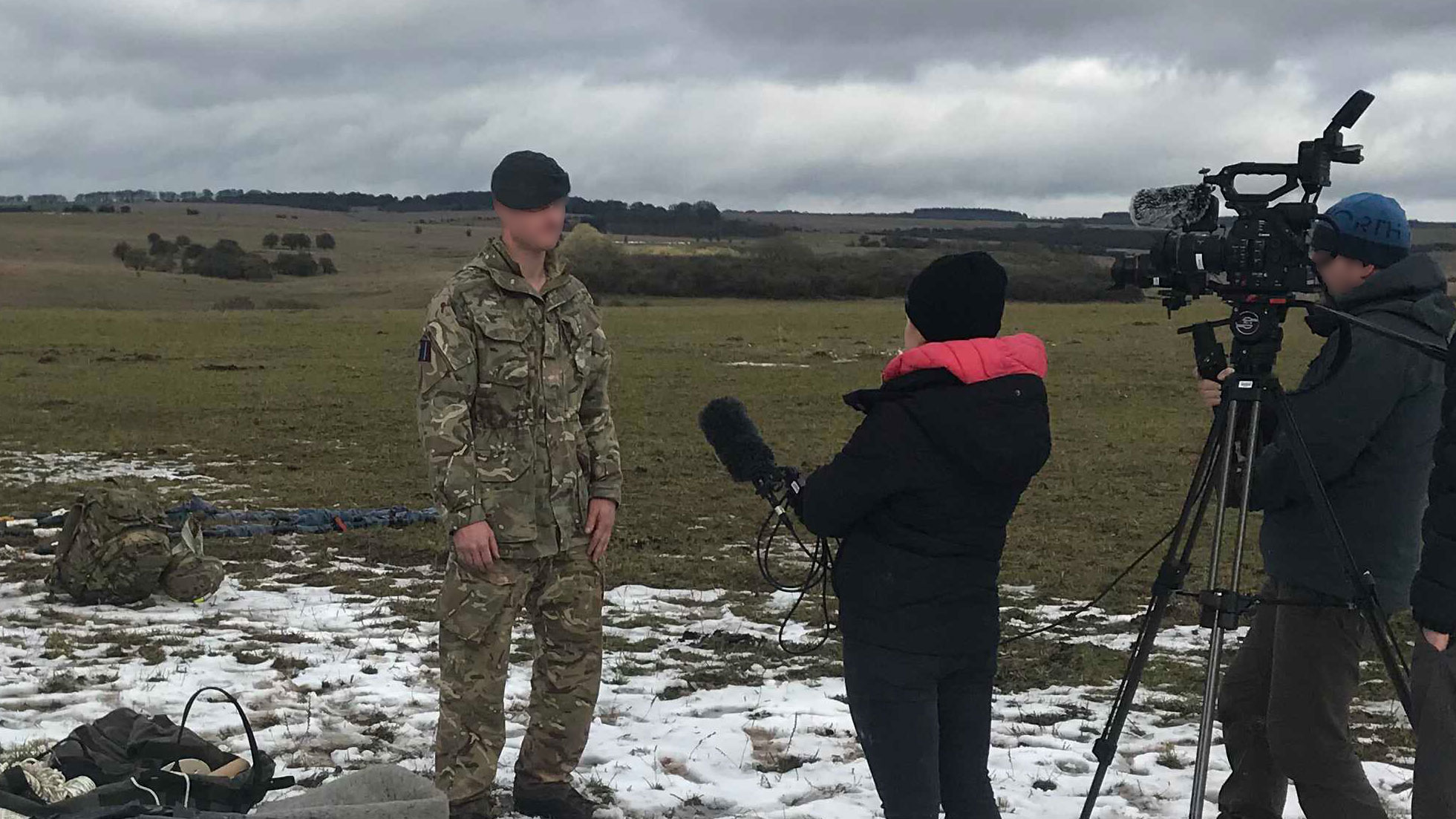 Media And The Military Interview Soldier Camera Equipment Snow
