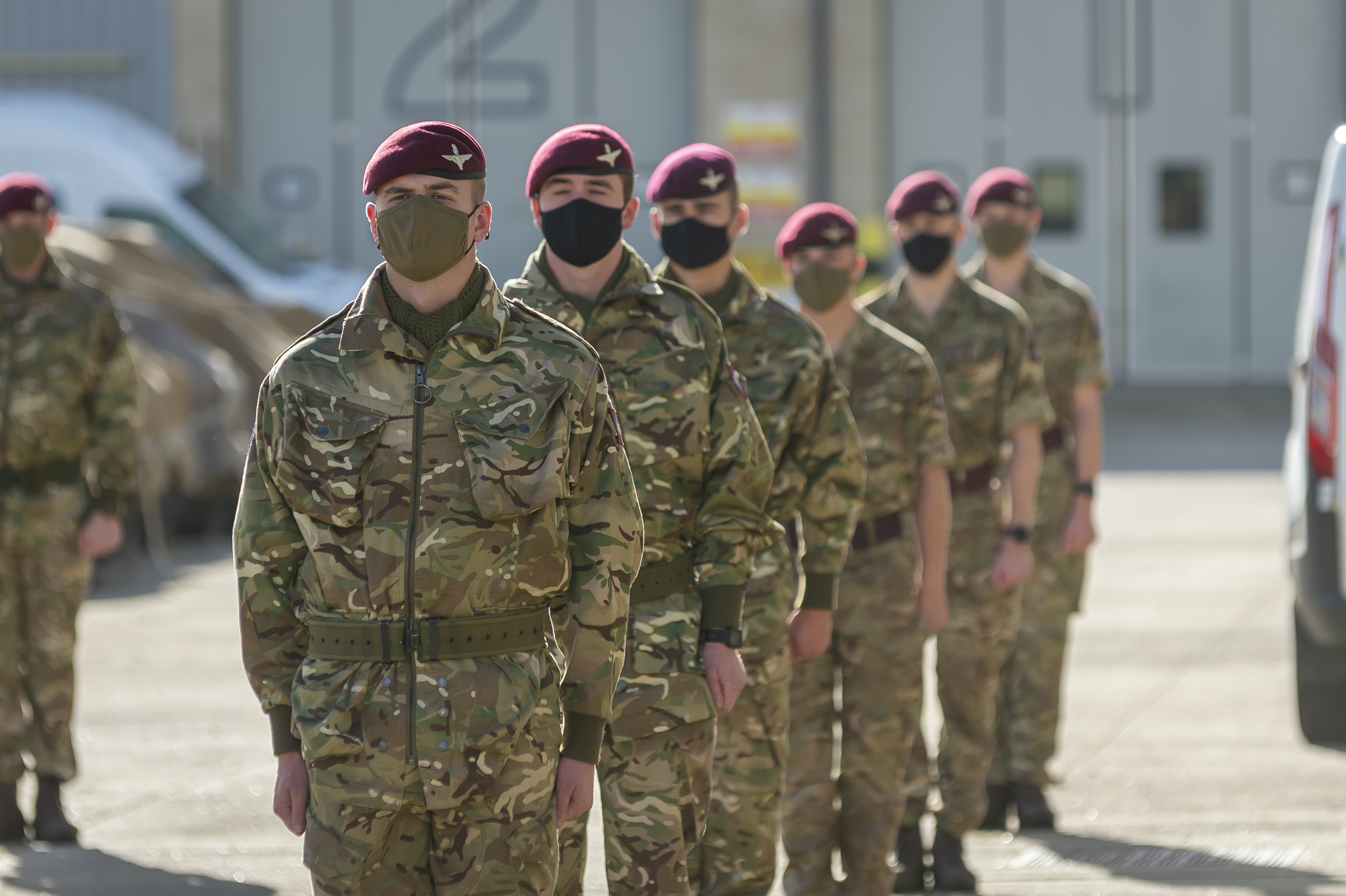 Members of 2nd Battalion The Parachute Regiment stood to attention for a medals parade