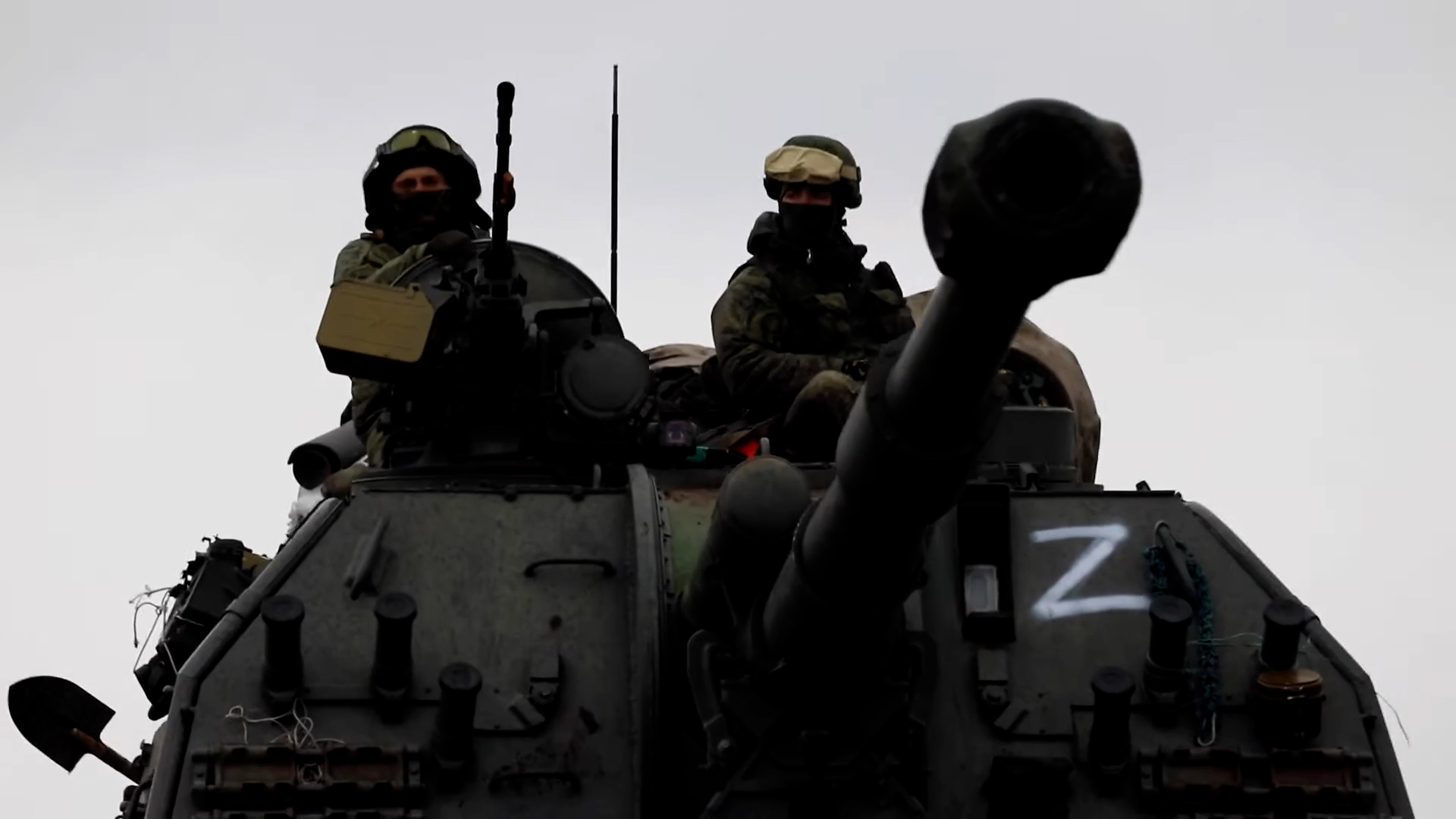 Members of the Russian armed forces in an armoured vehicle marked with the letter 'Z' (Picture: Russian Ministry of Defence).