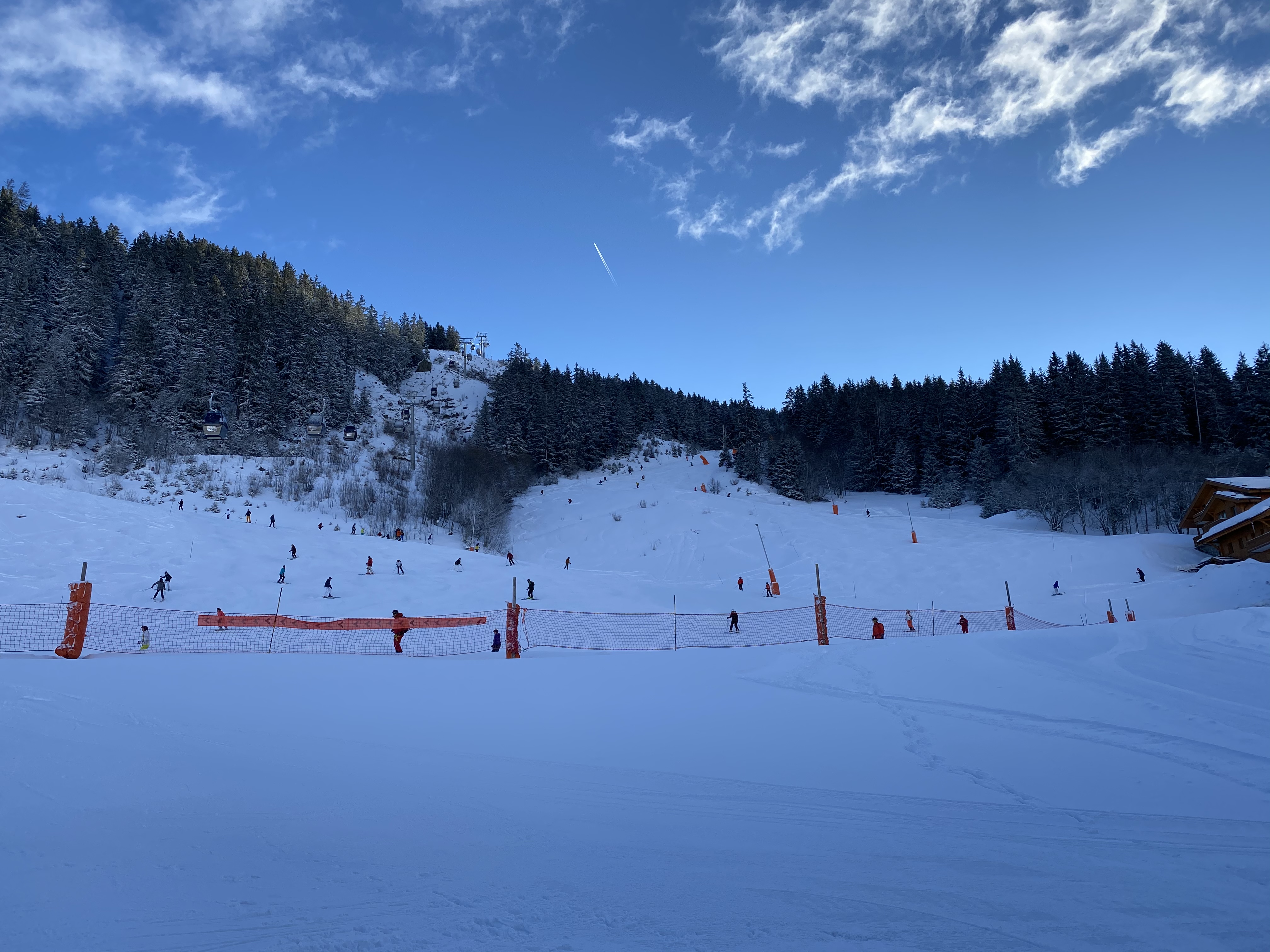 Meribel ski slope in the sunshine during Inter Services Snow Sports Championships