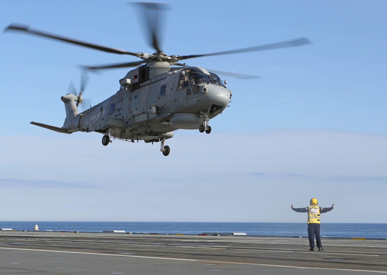 Merlin helicopter on board HMS Prince of Wales