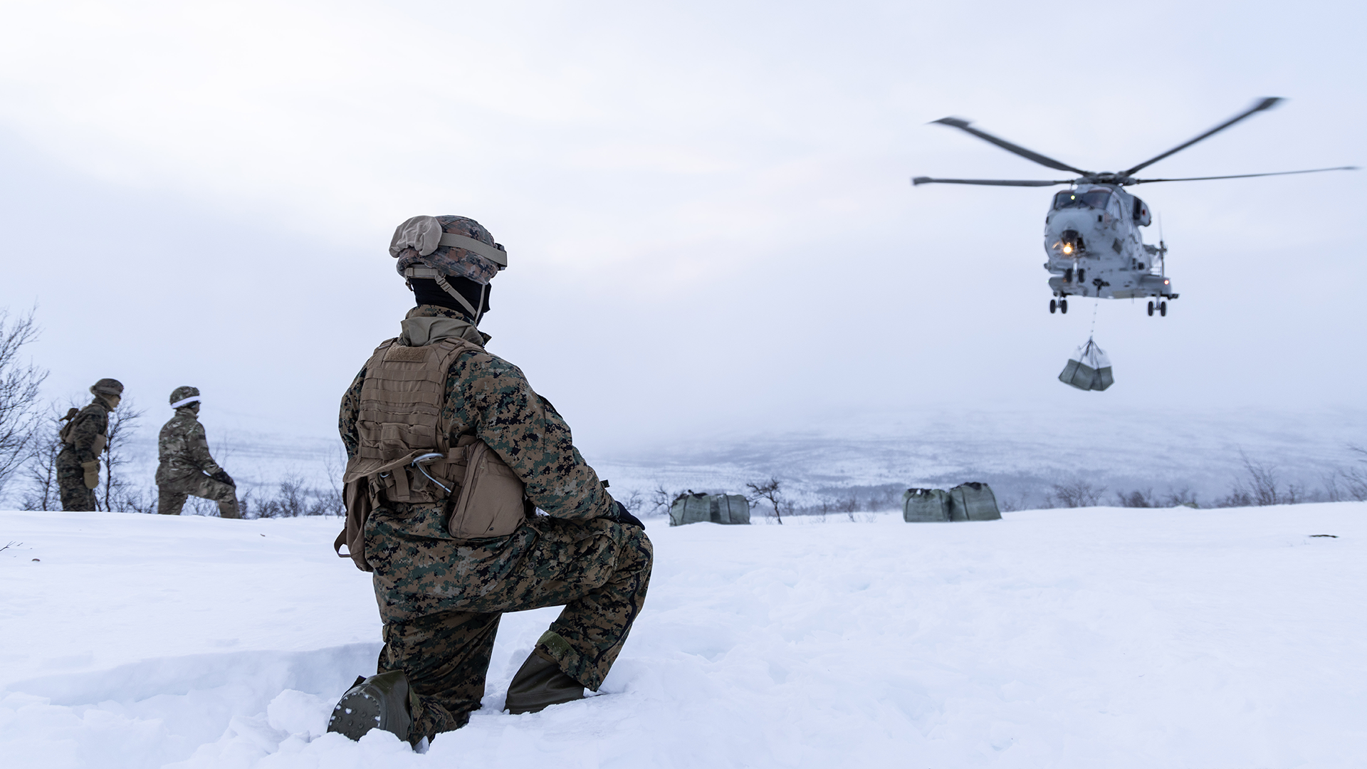 Merlin helicopters helping local hiking community in Norway CREDIT ROYAL NAVY 210224