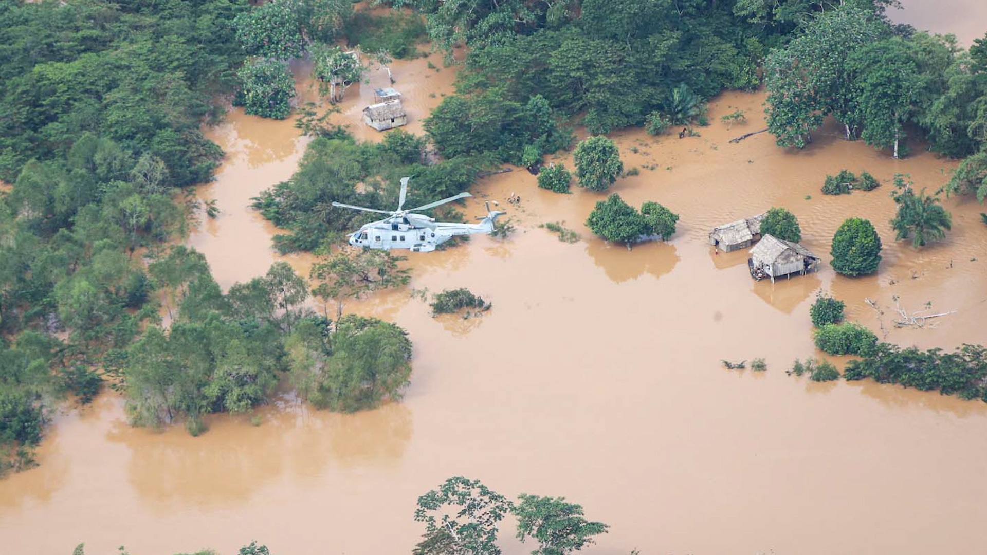 Merlin helicopter above Honduras (Picture: Royal Navy).