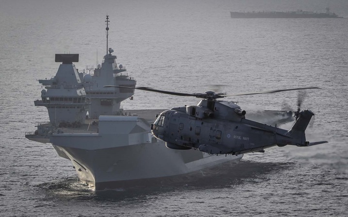 Merlin on HMS Queen Elizabeth - credit - Royal Navy 