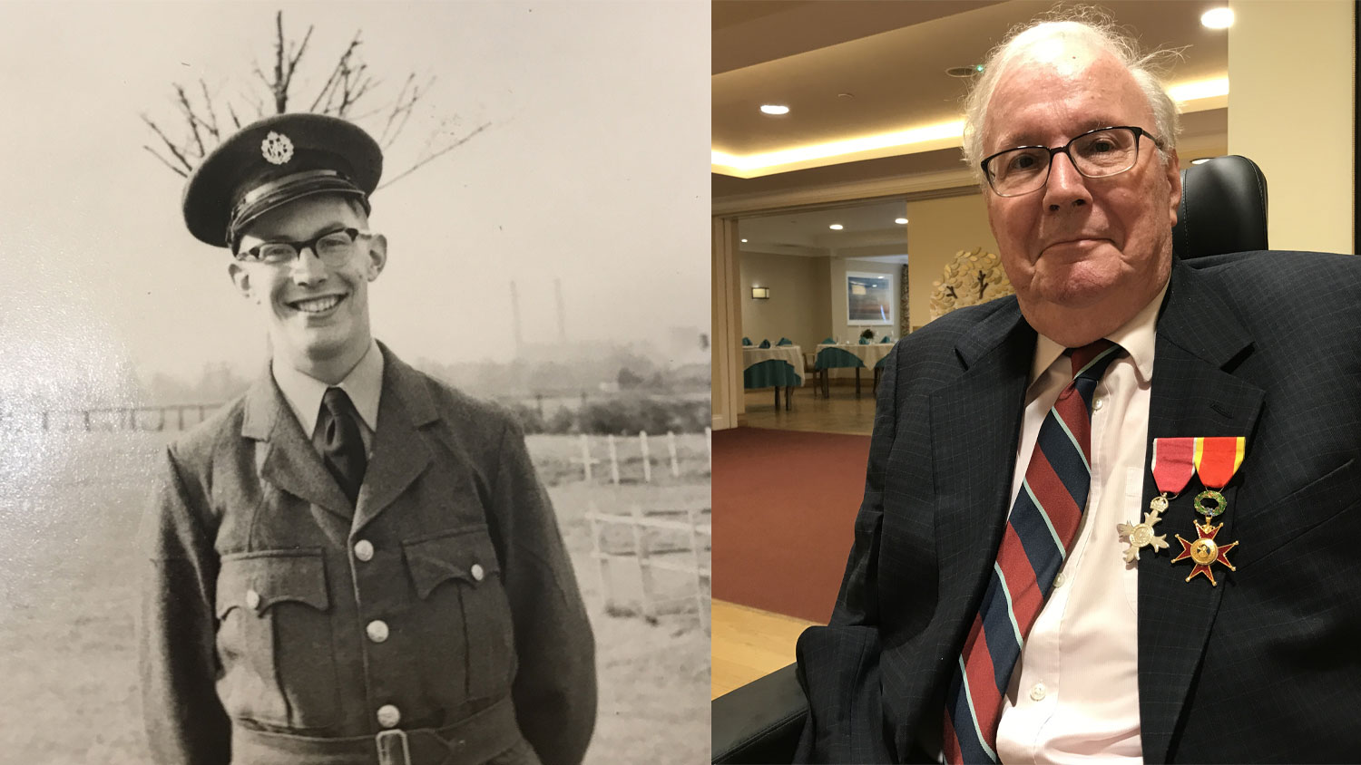 Michael served in the RAF and spent VE Day in Bury St Edmunds CREDIT Michael and Royal Star & Garter