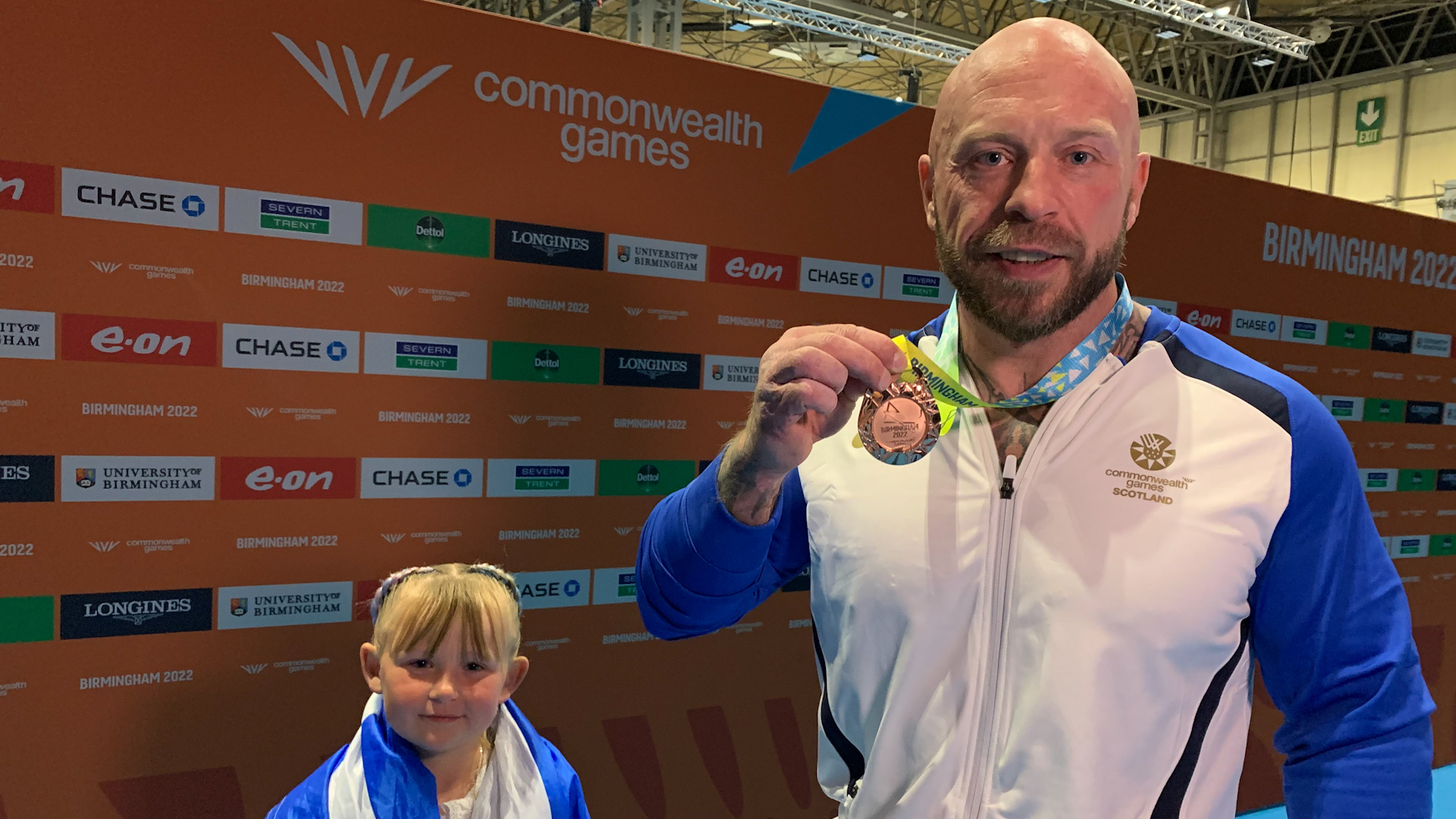 	Micky Yule after winning a bronze medal at the Commonwealth Games in Birmingham 050822 CREDIT BFBS_0.jpg
