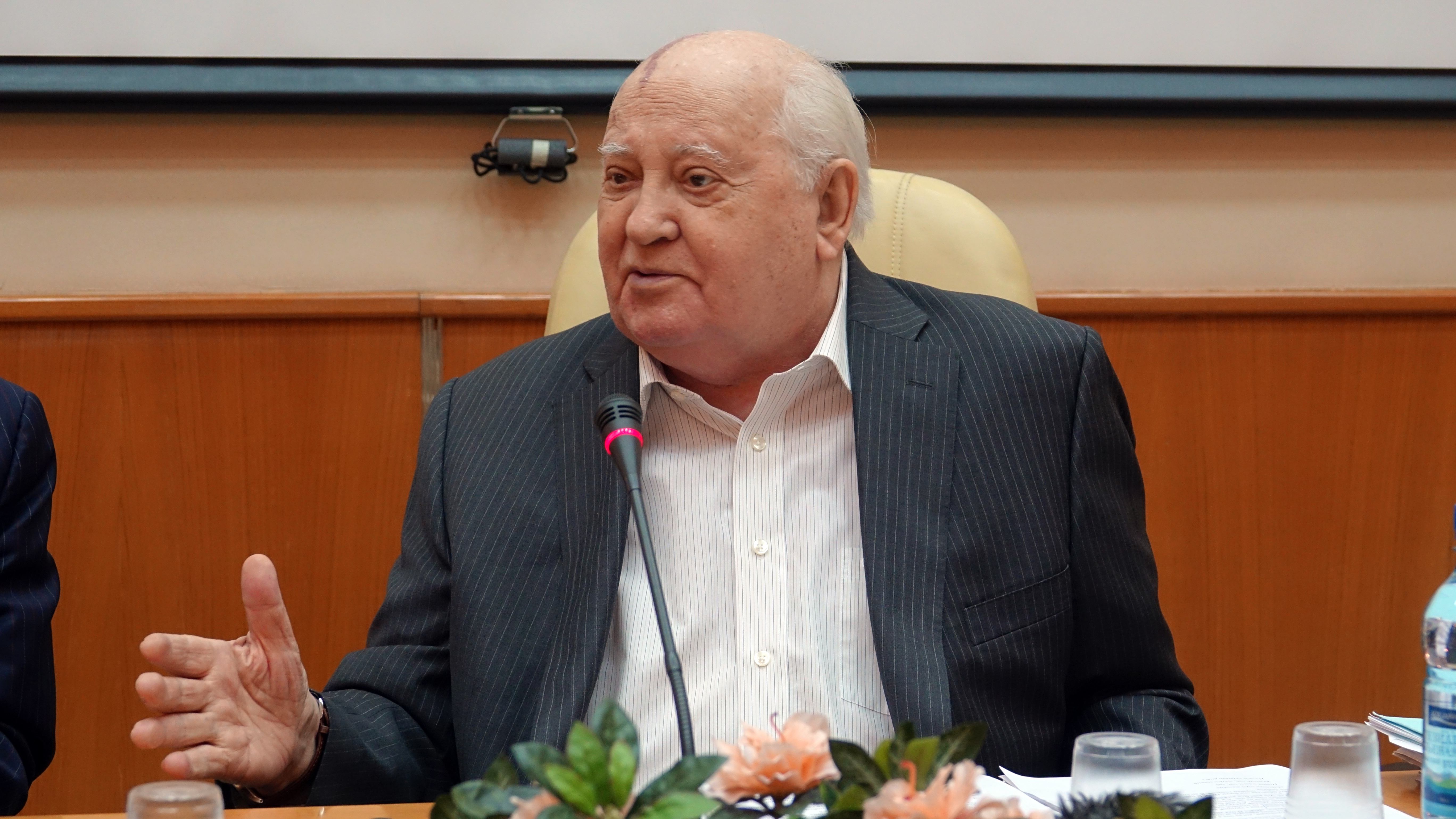 Mikhail Gorbachev during a presentation for his book