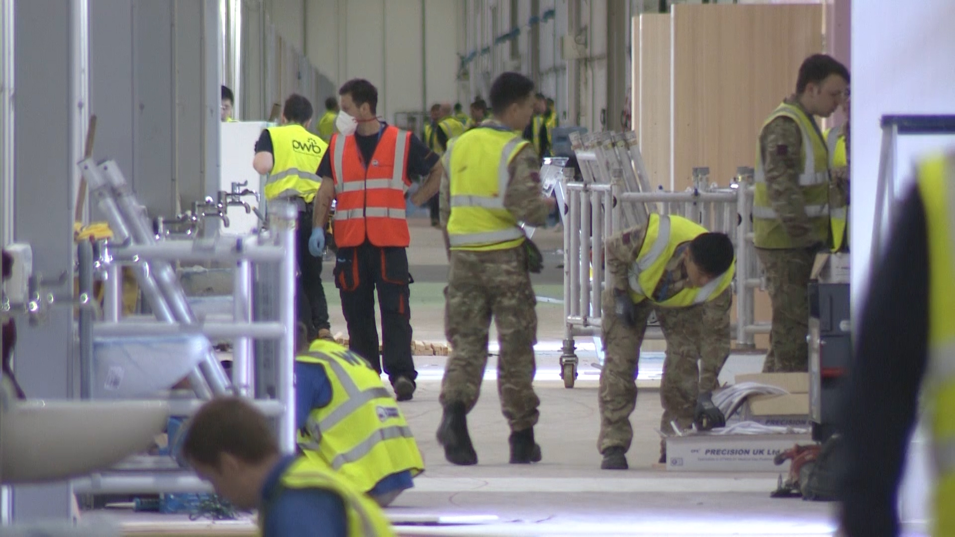 Military personnel and civilians working at Excel NHS Nightingale