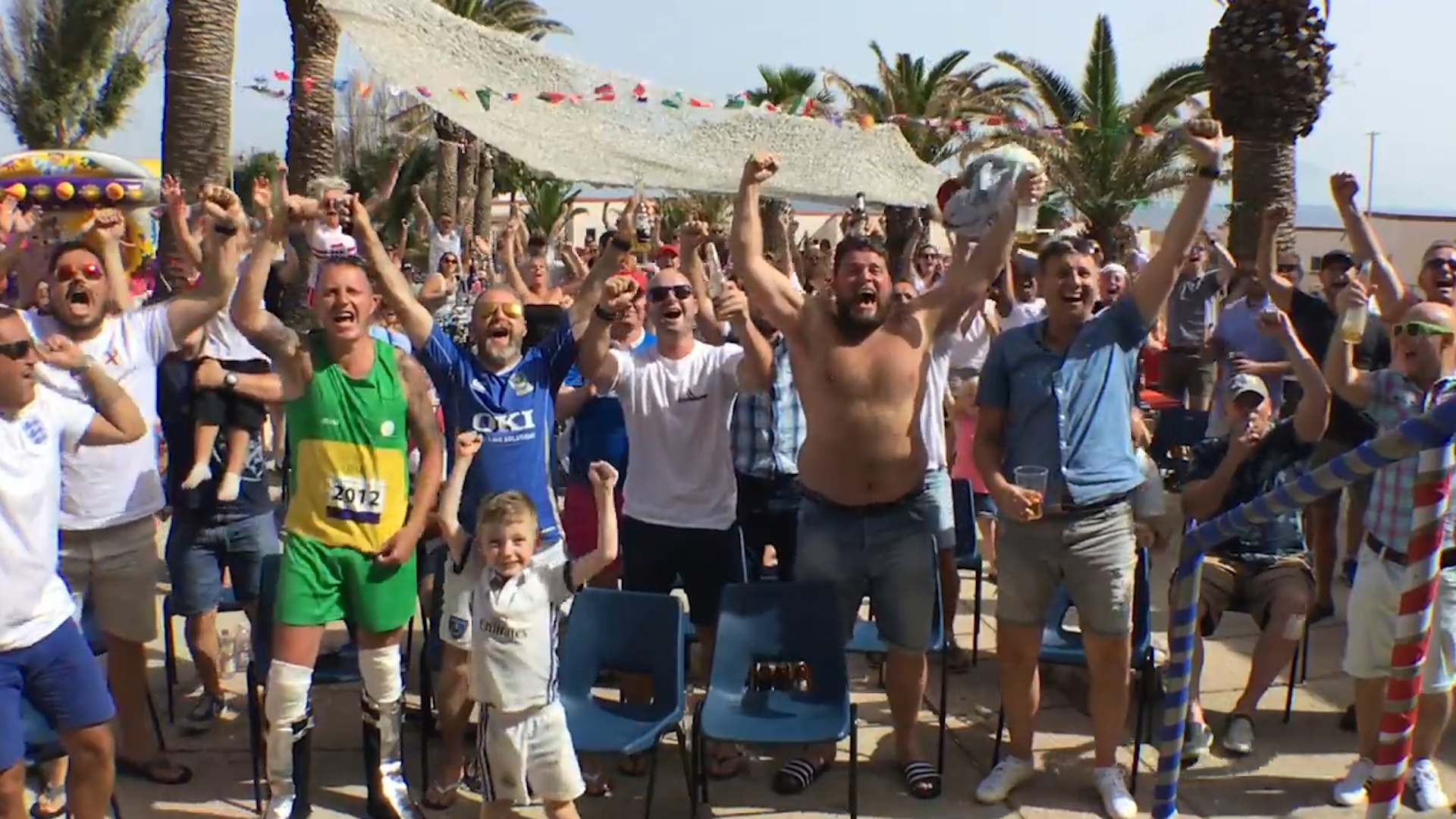 Military personnel and their families have been celebrating England's win against Sweden all around the world.