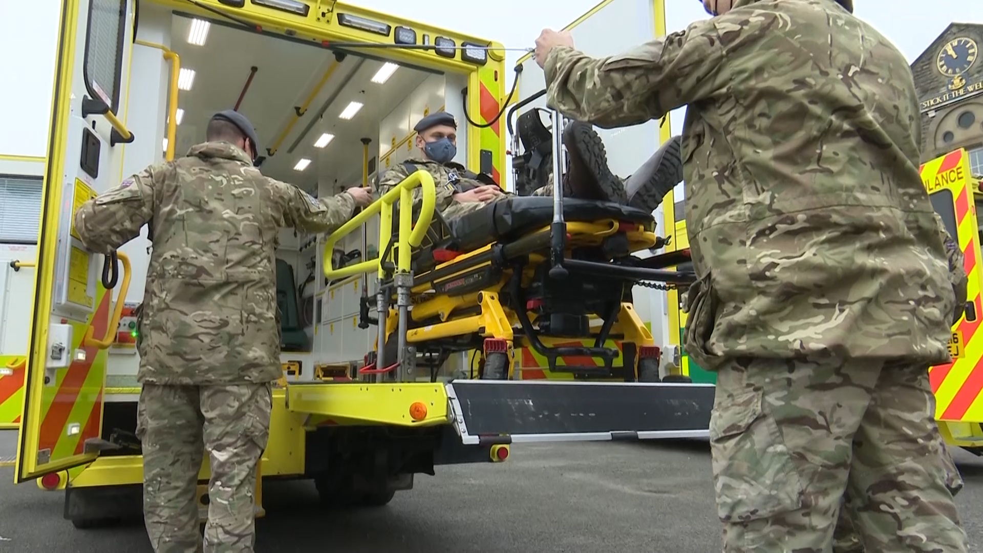 Military personnel receive training to work with the Welsh Ambulance Service in October 2021.