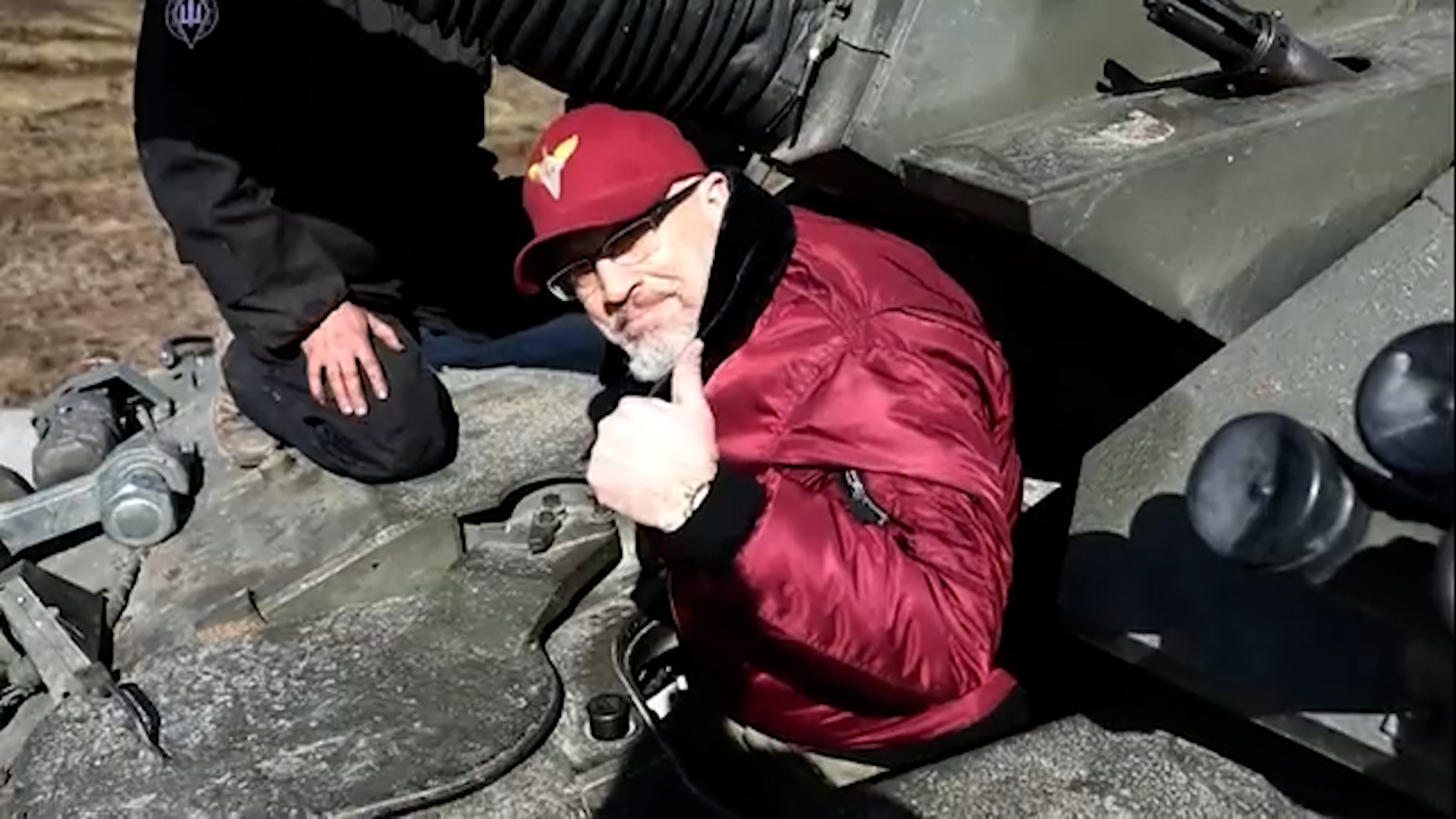 Minister of Defence of Ukraine Oleksii Reznikov in Ukraine's Challenger 2 28032023 CREDIT Ukraine Defence Ministry.jpg