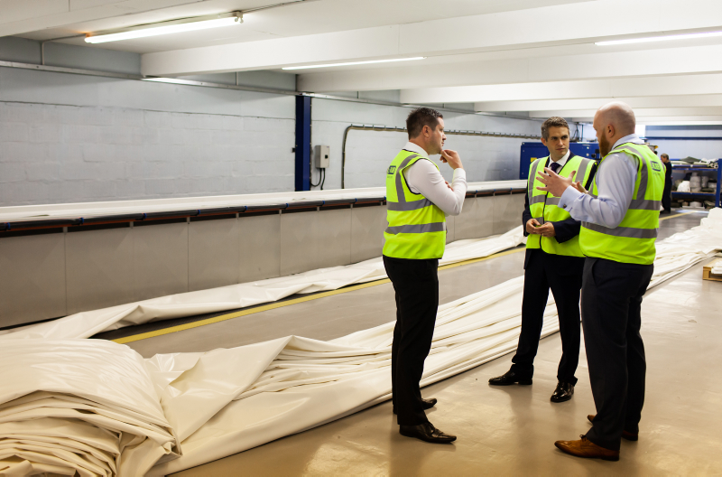 Gavin Williamson meets workers at hanger-maker Rubb UK in Gateshead