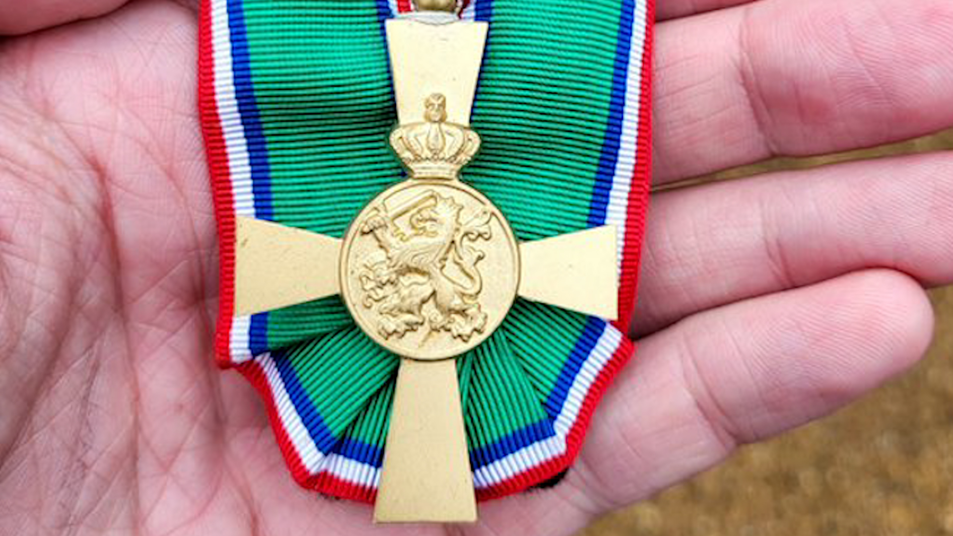 Missing service medal handed to Gaz Watkinson on Horse Guards Parade on Remembrance Sunday (Picture: Gaz Watkinson/Twitter).