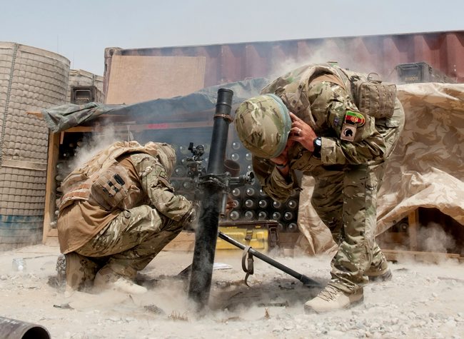 Mortar team from Gukrha Reinforcement Company fire on insurgents in Afghanistan