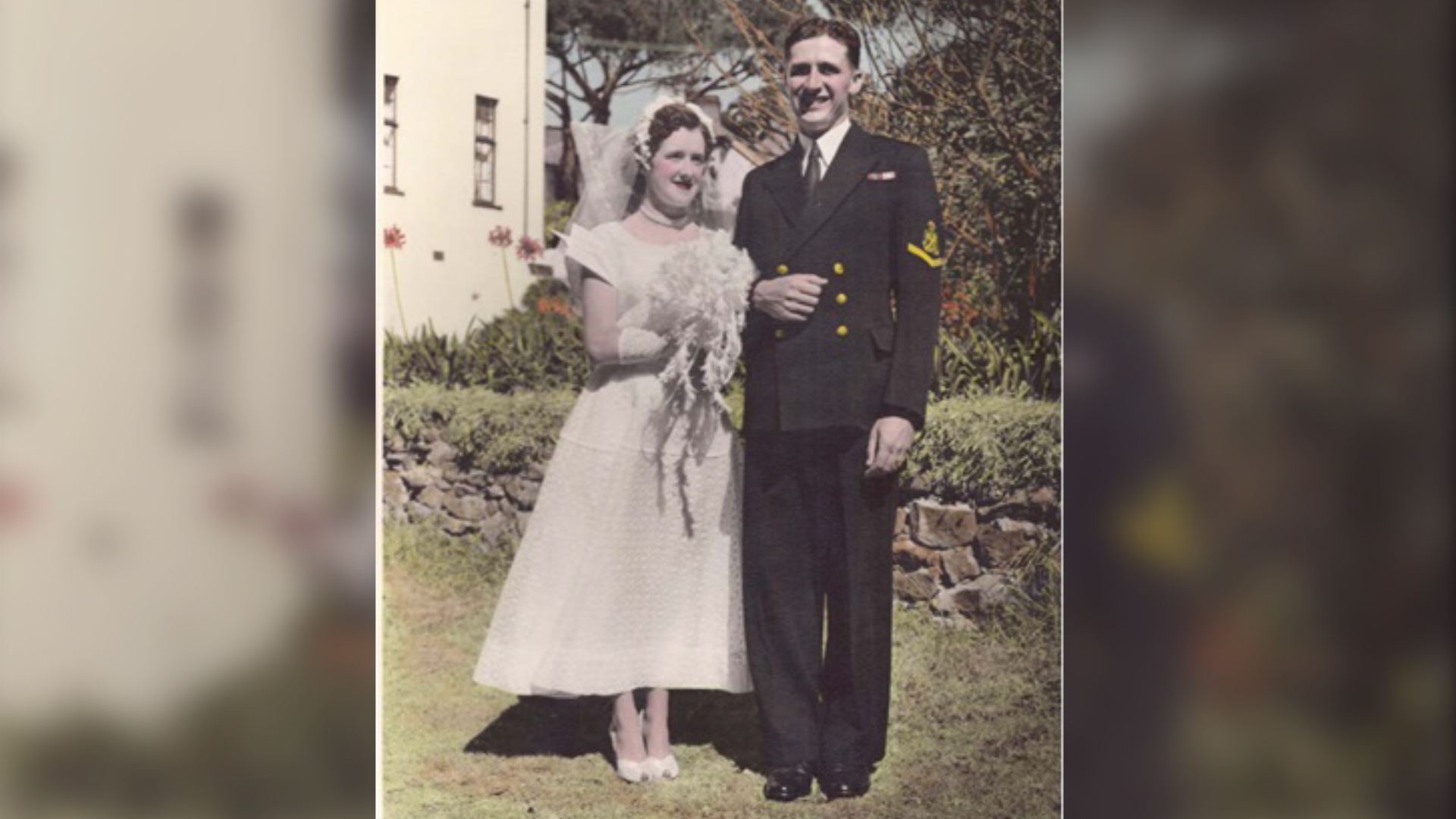 Mr Williams on his wedding day with his wife, Sheila (Picture: Royal Navy).