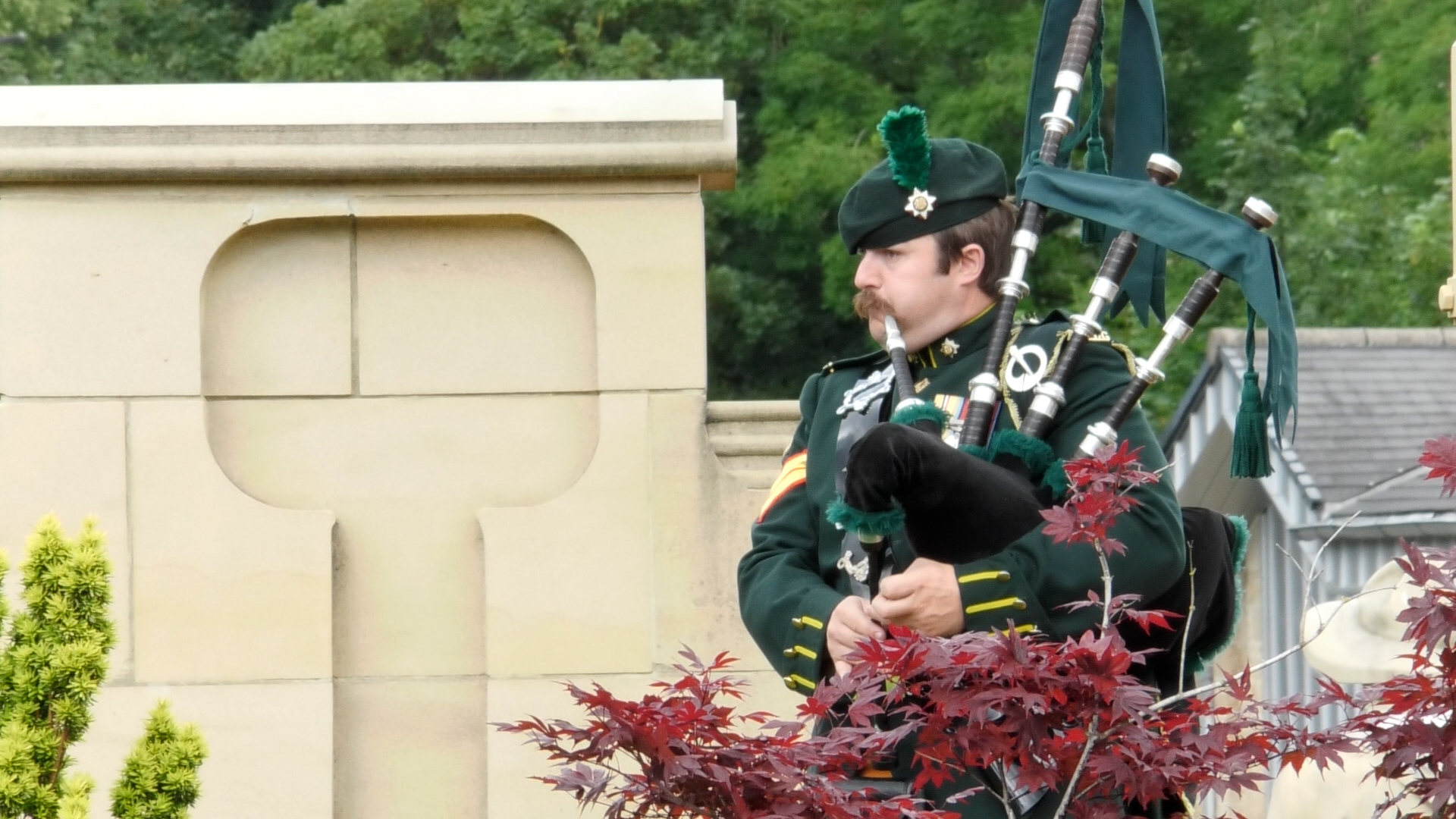 Mr David Evans Funeral Catterick Garrison Camp Centre Roundabout Piper Amazing Grace Credit BFBS Catterick