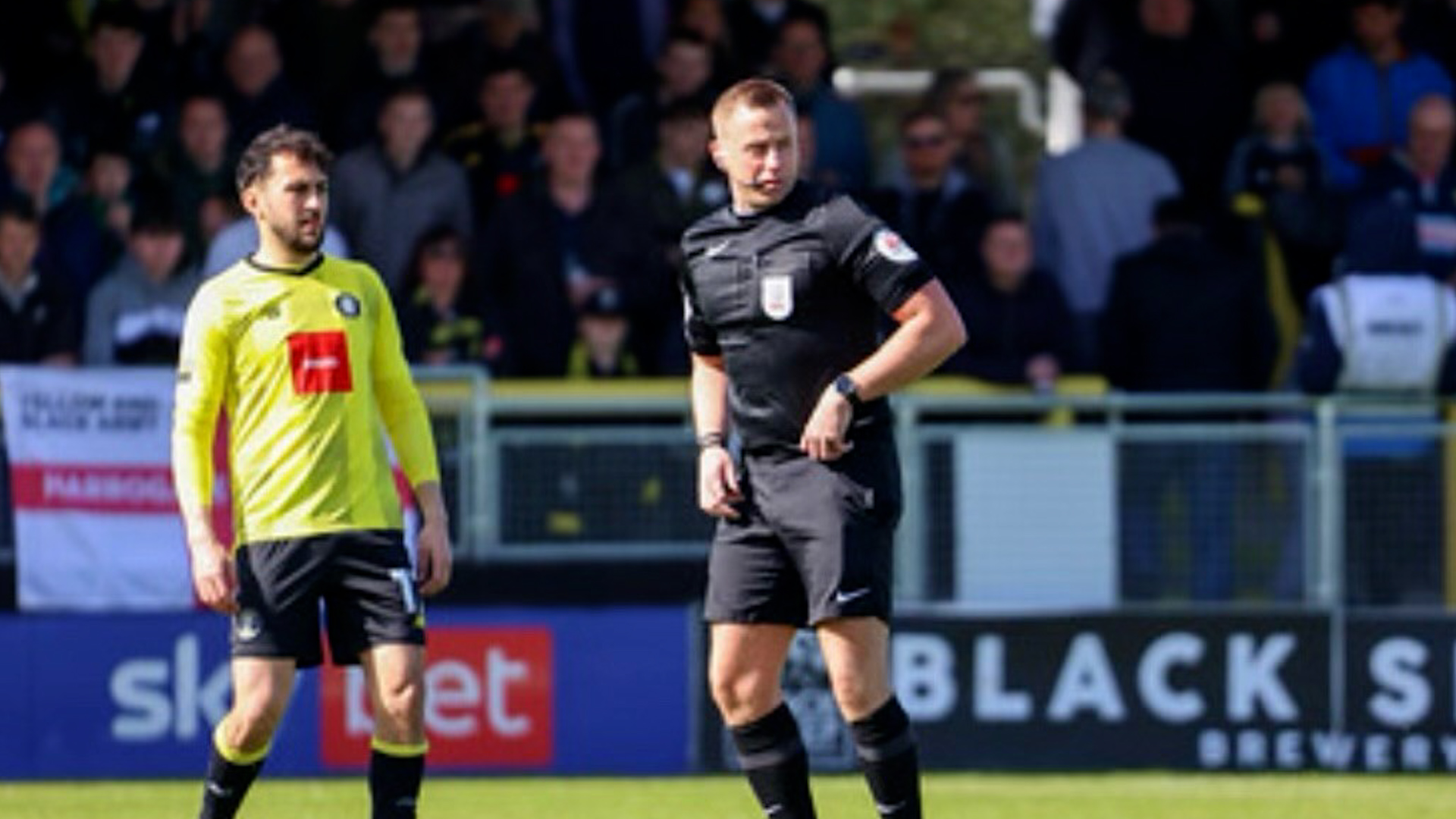 CPO Scott Jackson refereeing League Two game Harrogate Town v AFC Wimbledon