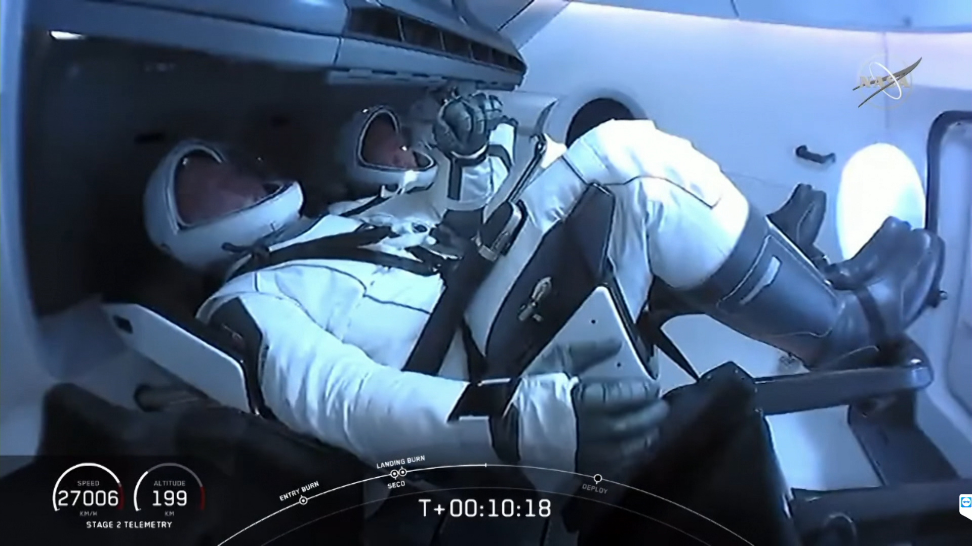 NASA Astronauts in SpaceX after take off 305020 CREDIT NASA YouTube.jpg