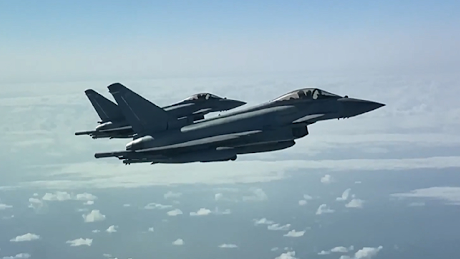 NATO air policing sorties over the skies of Romania, 2 armed typhoon fast jets 10032022 CREDIT BFBS