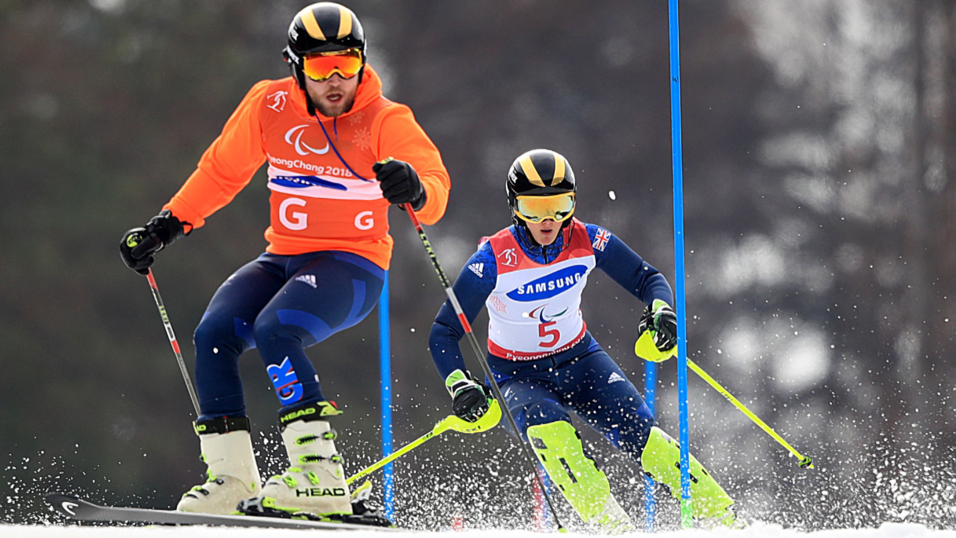 Brett Wild and Millie Knight on the ski slopes