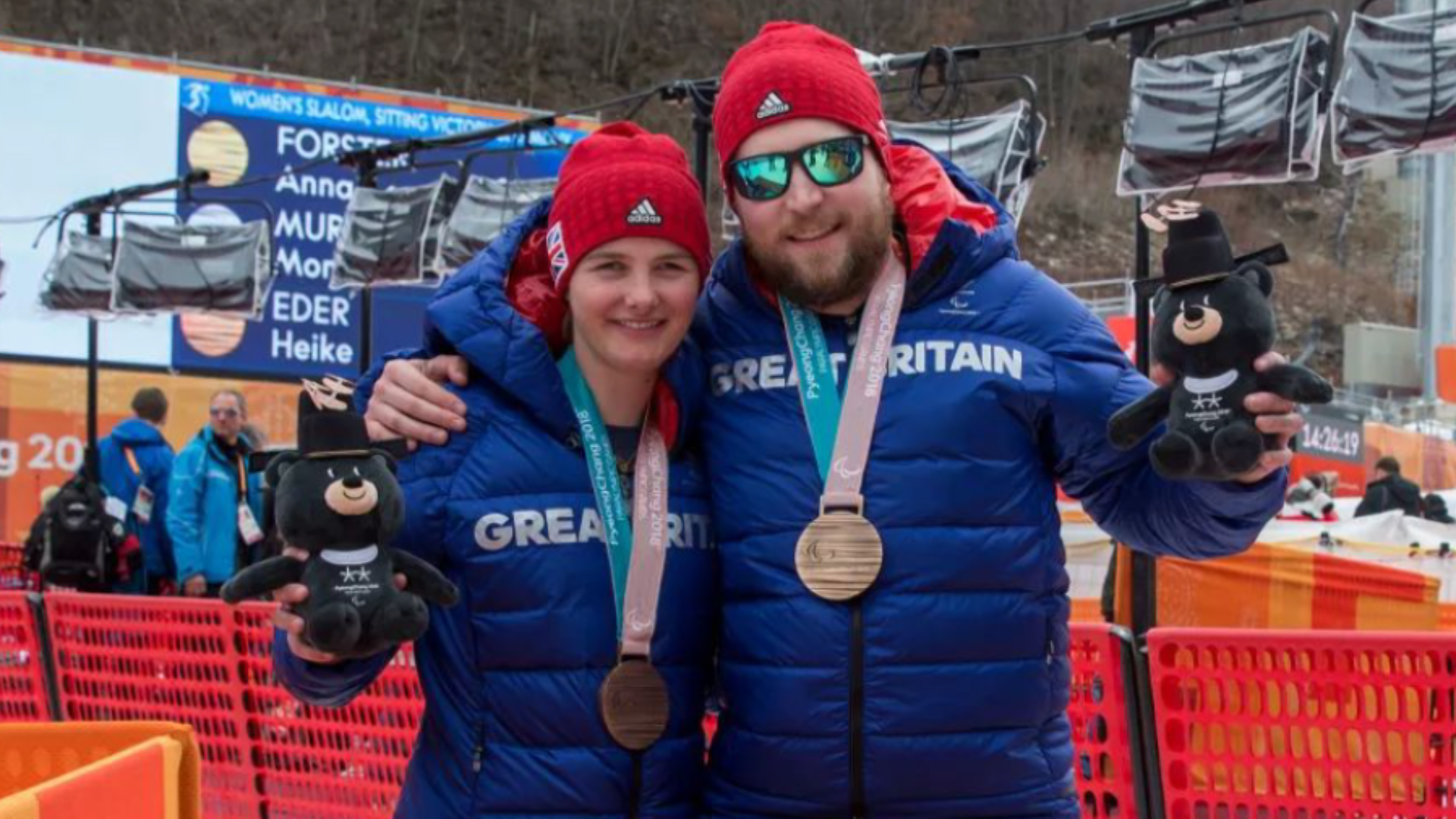 Millie Knight and Brett Wild with Bronze Medals