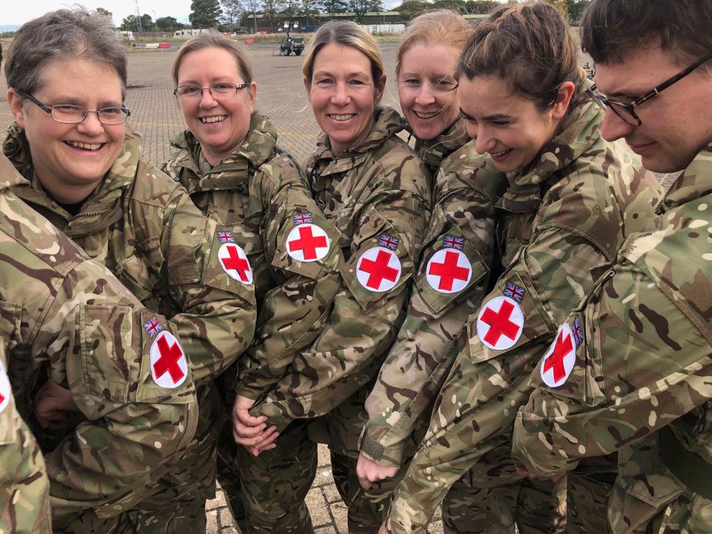NHS frontline nurse and Army reservist Rachel Reynolds alongside fellow members of 212 Field Hospital (Picture: 212 Field Hospital)