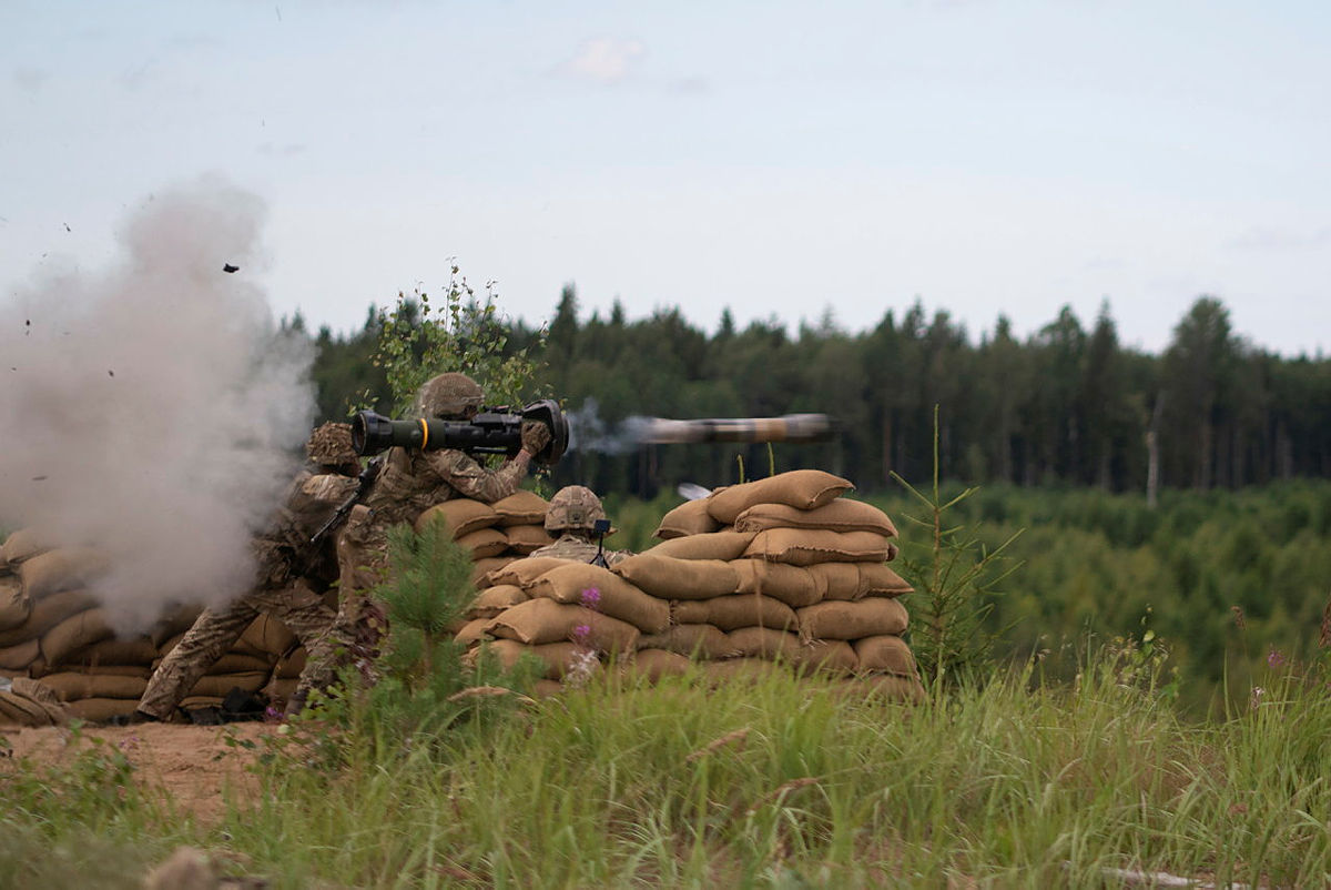 British Army anti-tank NLAW fired during 2020 Exercise in Estonia