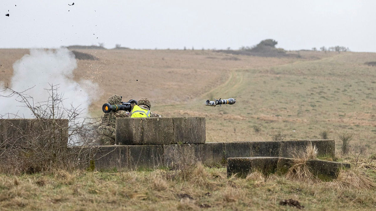 An NLAW missile seen in flight after being fired (Picture: MOD).